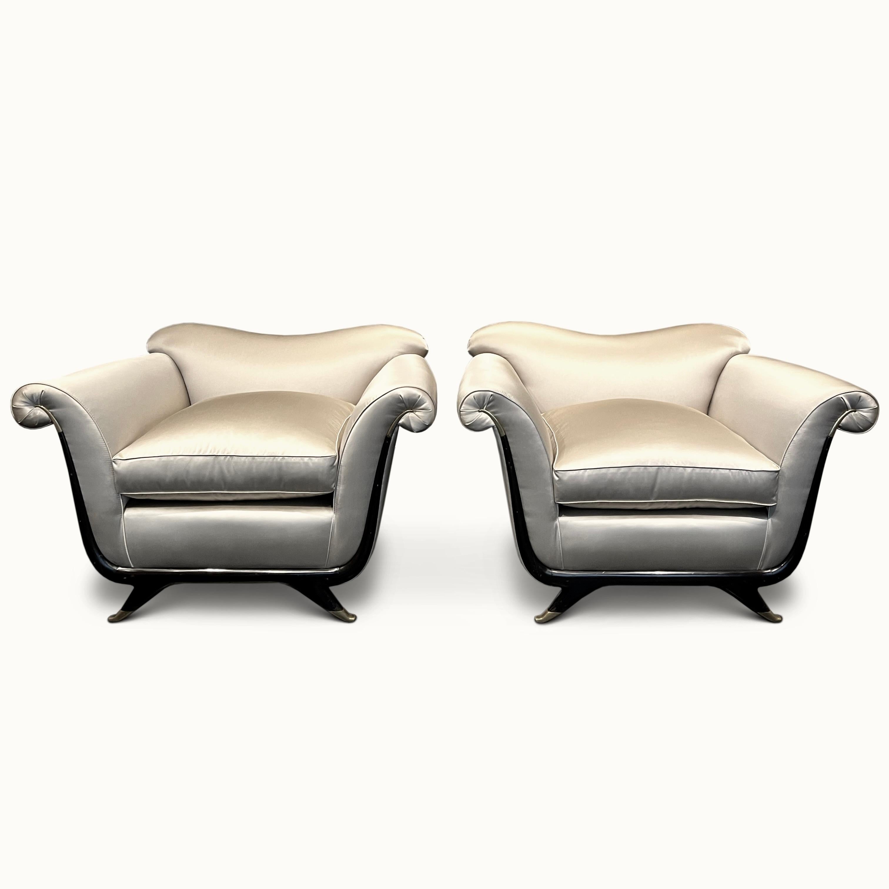 Italian 1940s Lounge Chairs Attributed to Guglielmo Ulrich For Sale 2