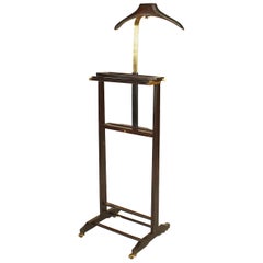 Italian 1940s Mahogany Stained and Brass Valet Stand