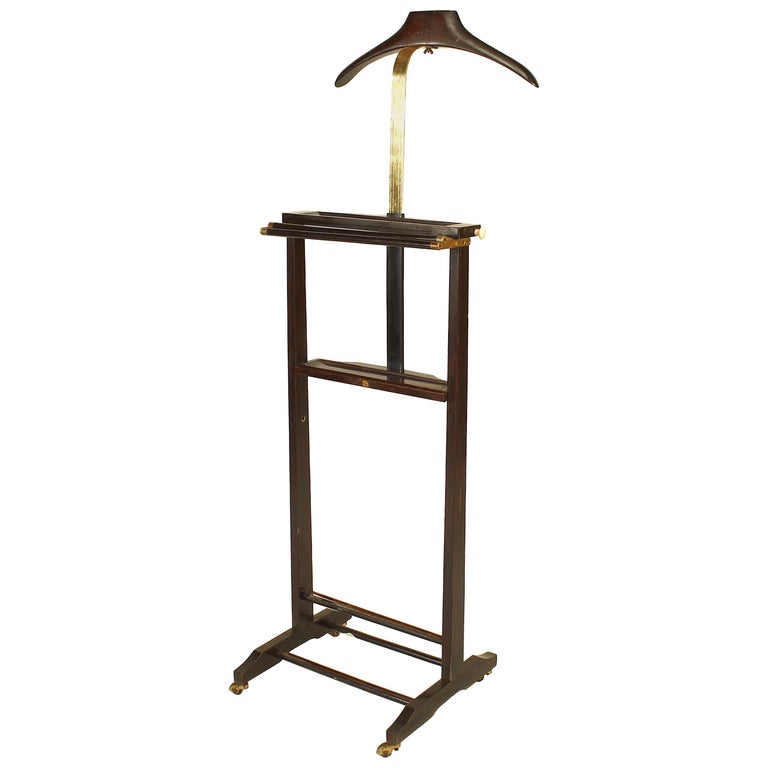 Italian 1940s Mahogany Stained and Brass Valet Stand at 1stDibs