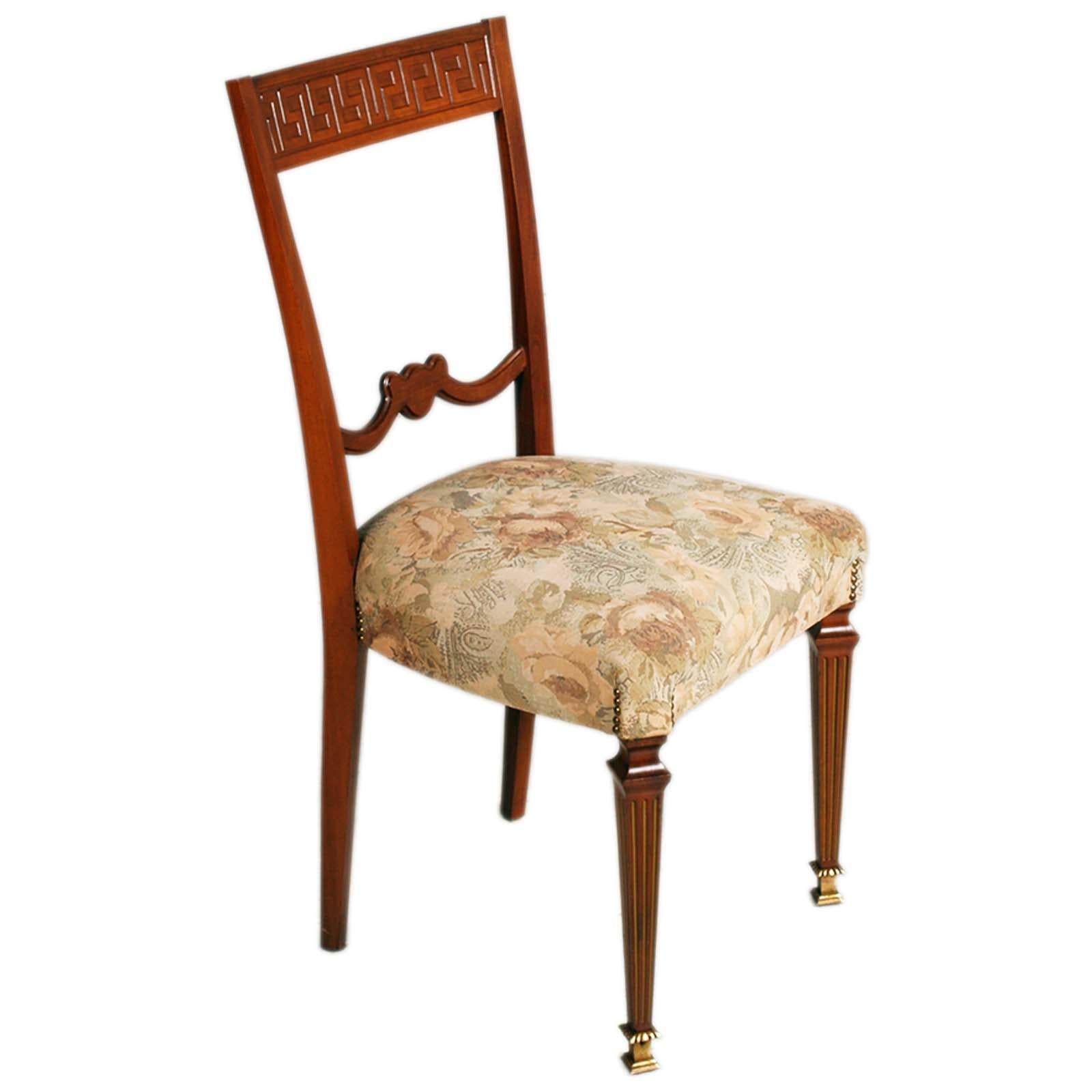 Entirely original Italian 1940s neoclassical six chairs Paolo Buffa attributed in blond walnut
Chairs still in good condition, usable. Foot in burnished brass
On request we can upholster again
Measures cm: H 50\97, W 47, D 44.

ABOUT Paolo Buffa
One