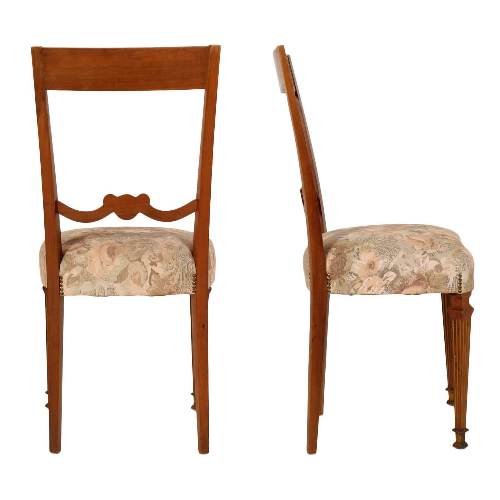 Néo-classique Six chaises néoclassiques italiennes des années 1940 en noyer blond attribuées à Paolo Buffa en vente