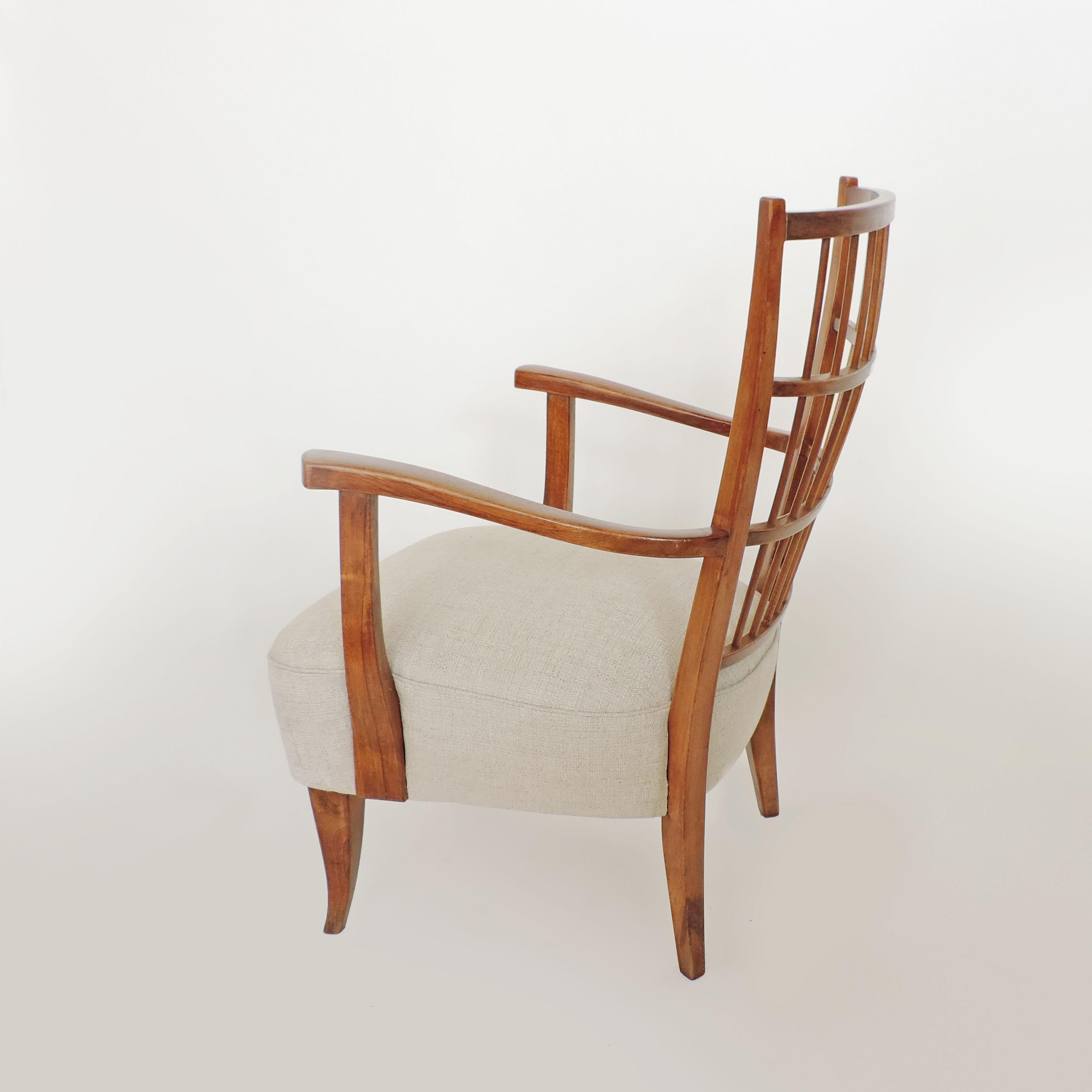 Upholstery Italian Pair of 1940s Armchairs