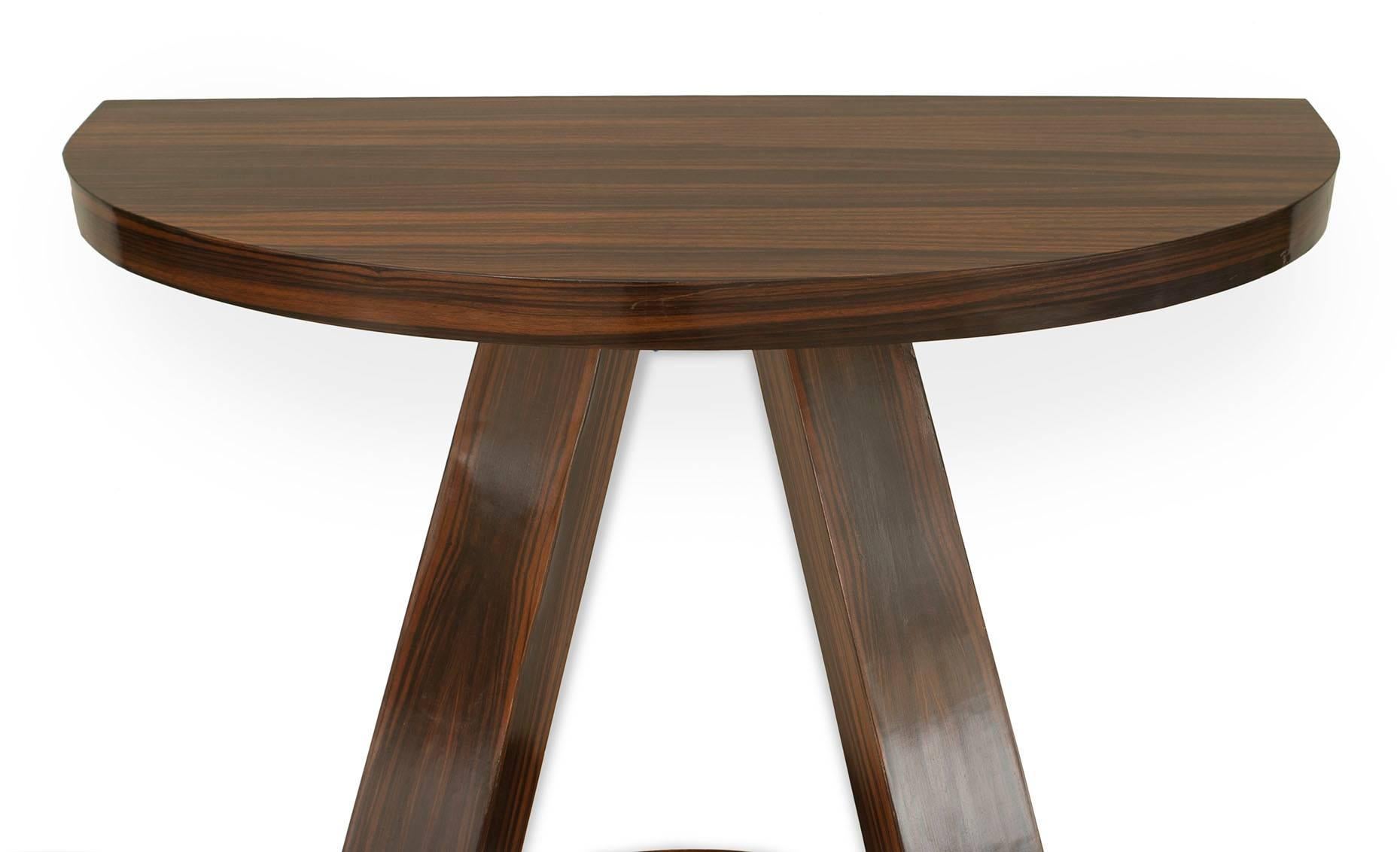 20th Century Italian Mid-Century Hard Wood Demilune Console Table For Sale