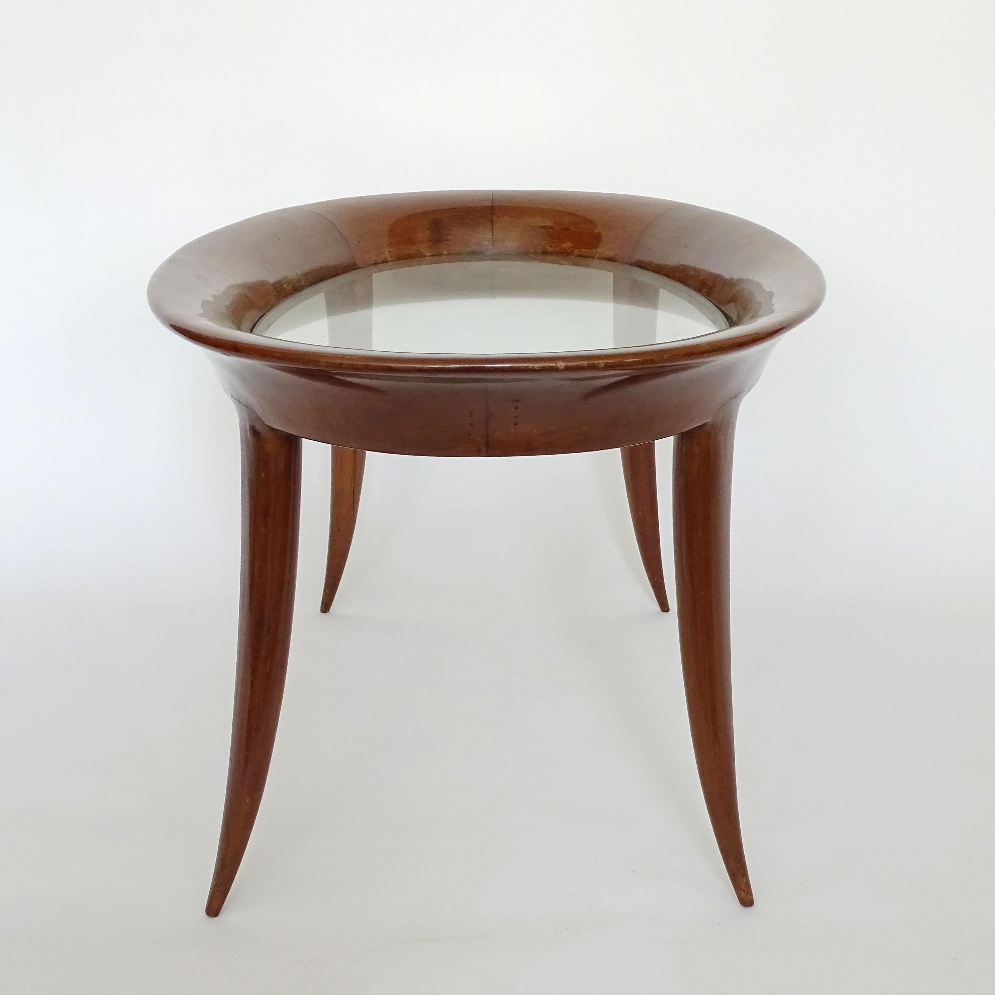 Italian 1940s Sculpted Oval Coffee Table Attributed to Fontana Arte For Sale 5