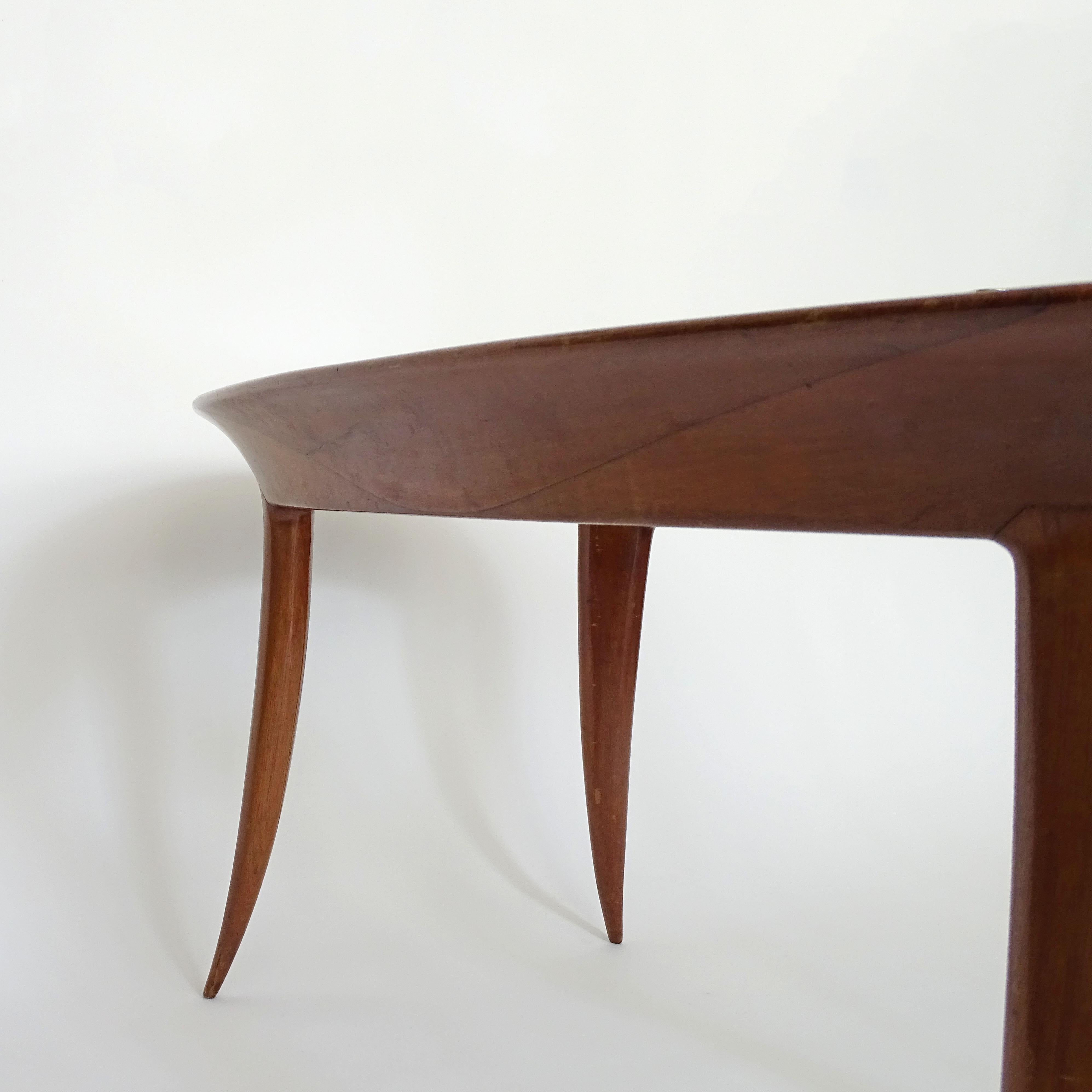 Italian 1940s Sculpted Oval Coffee Table Attributed to Fontana Arte For Sale 7