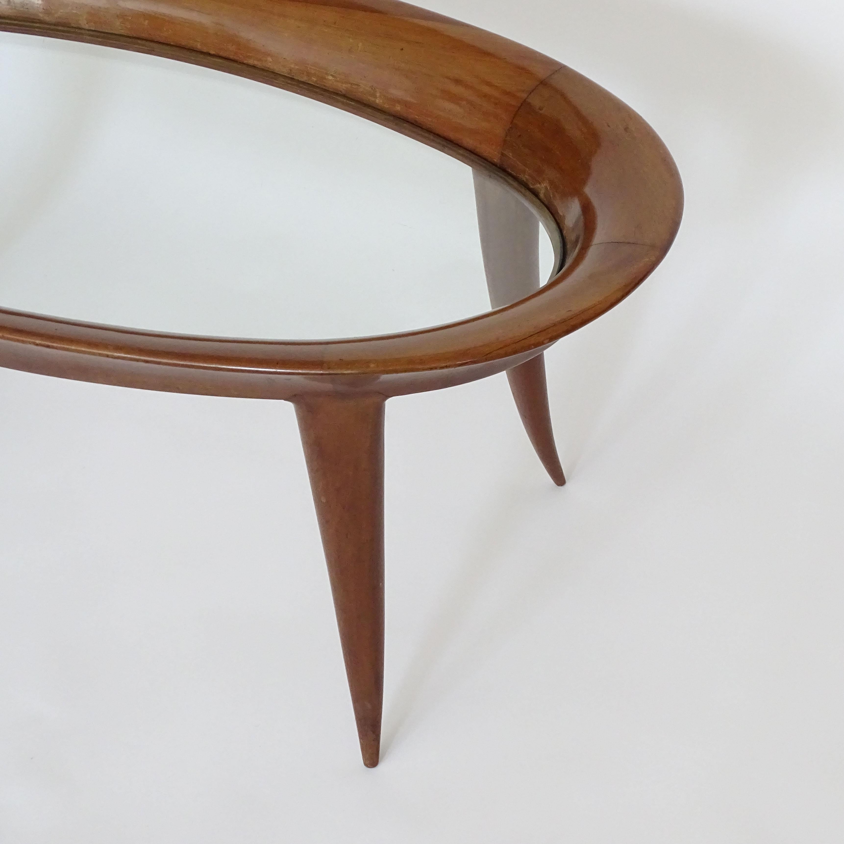 Mid-20th Century Italian 1940s Sculpted Oval Coffee Table Attributed to Fontana Arte For Sale
