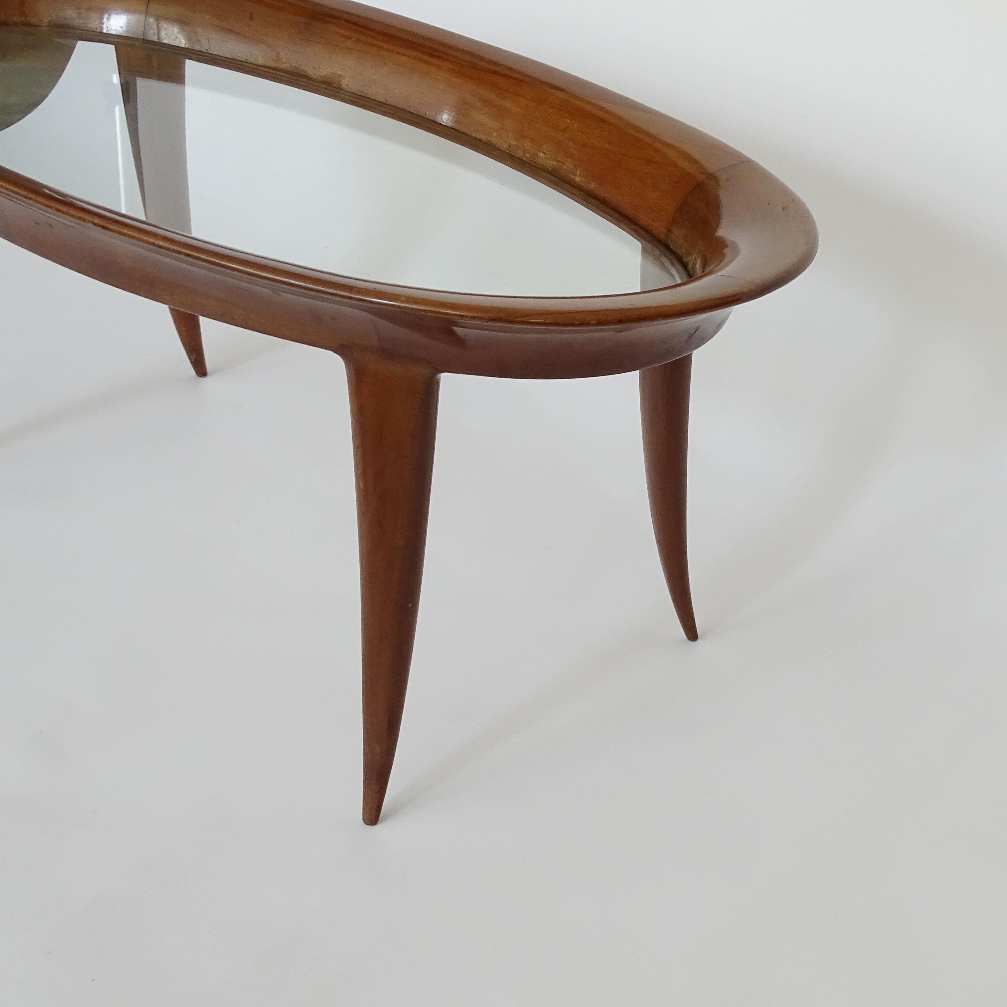 Italian 1940s Sculpted Oval Coffee Table Attributed to Fontana Arte For Sale 1