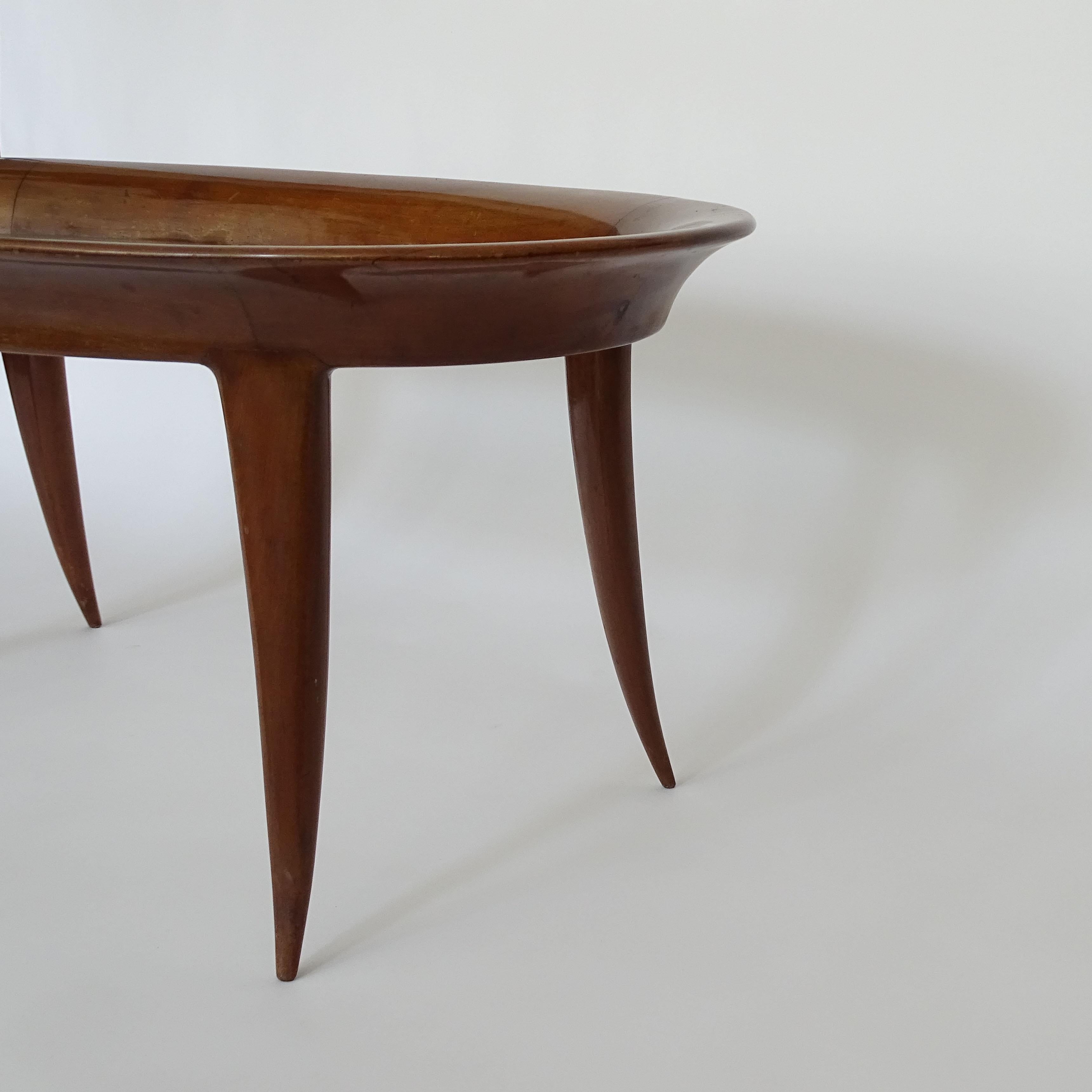 Italian 1940s Sculpted Oval Coffee Table Attributed to Fontana Arte For Sale 3
