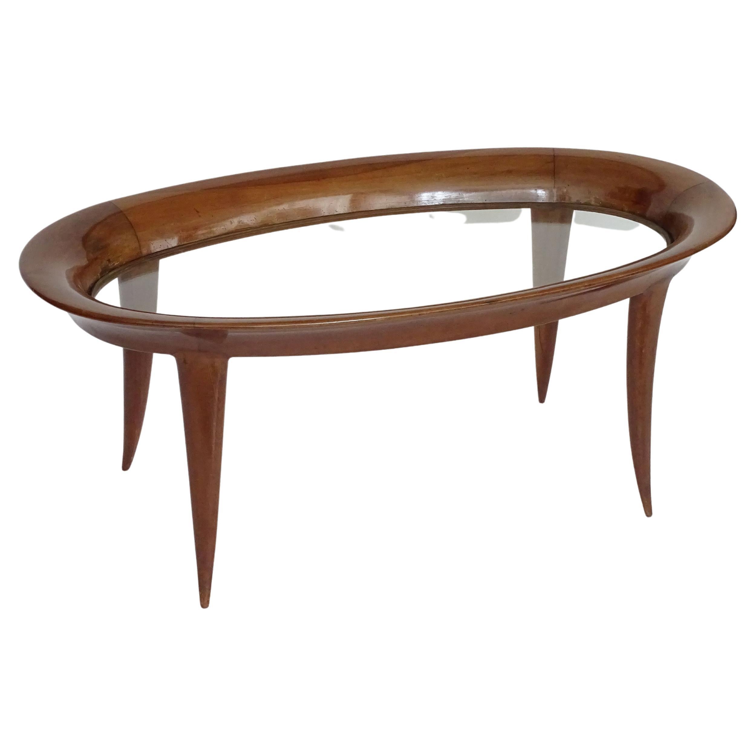 Italian 1940s Sculpted Oval Coffee Table Attributed to Fontana Arte