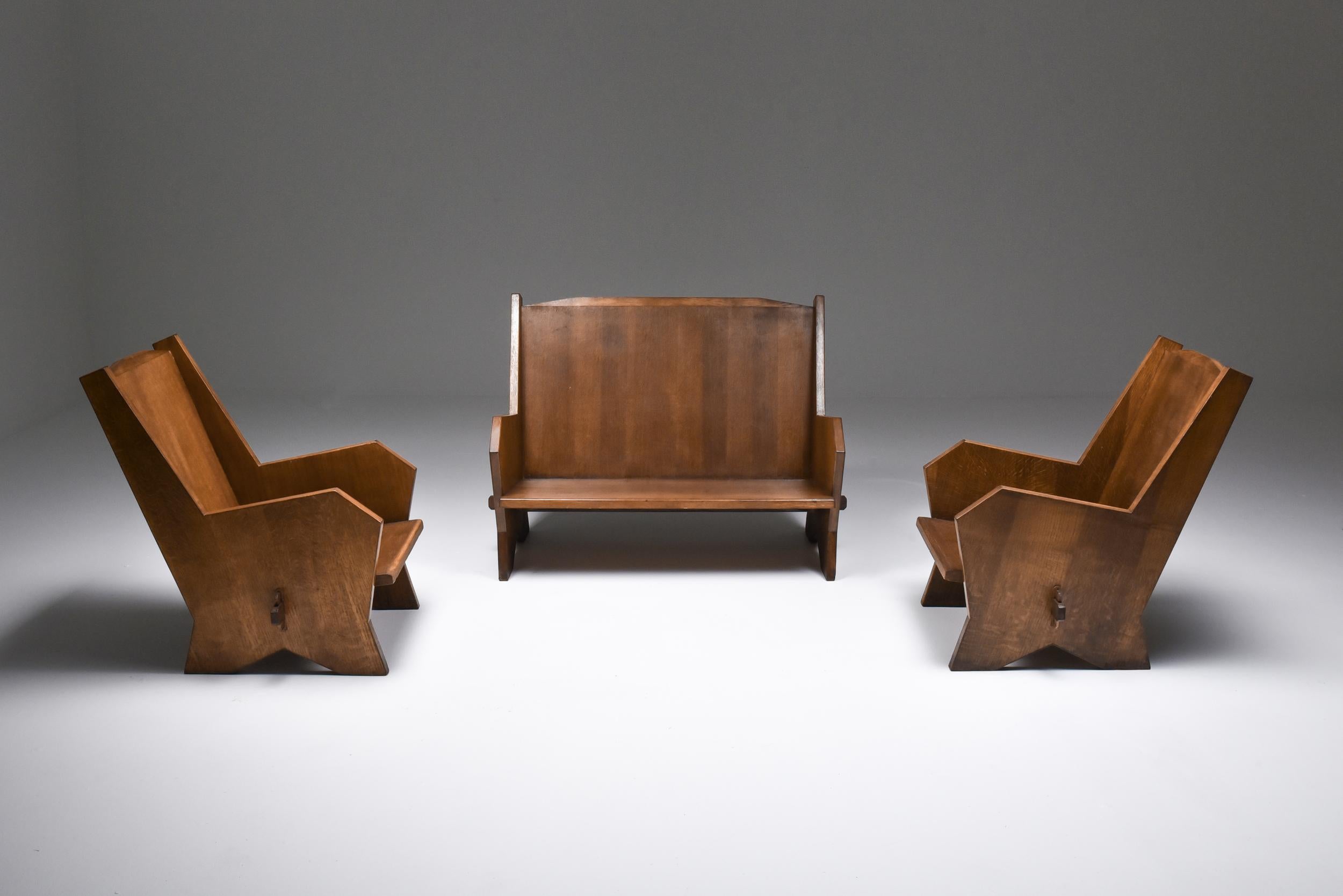 Italian Settee in Stained Beech, 1940s For Sale 5