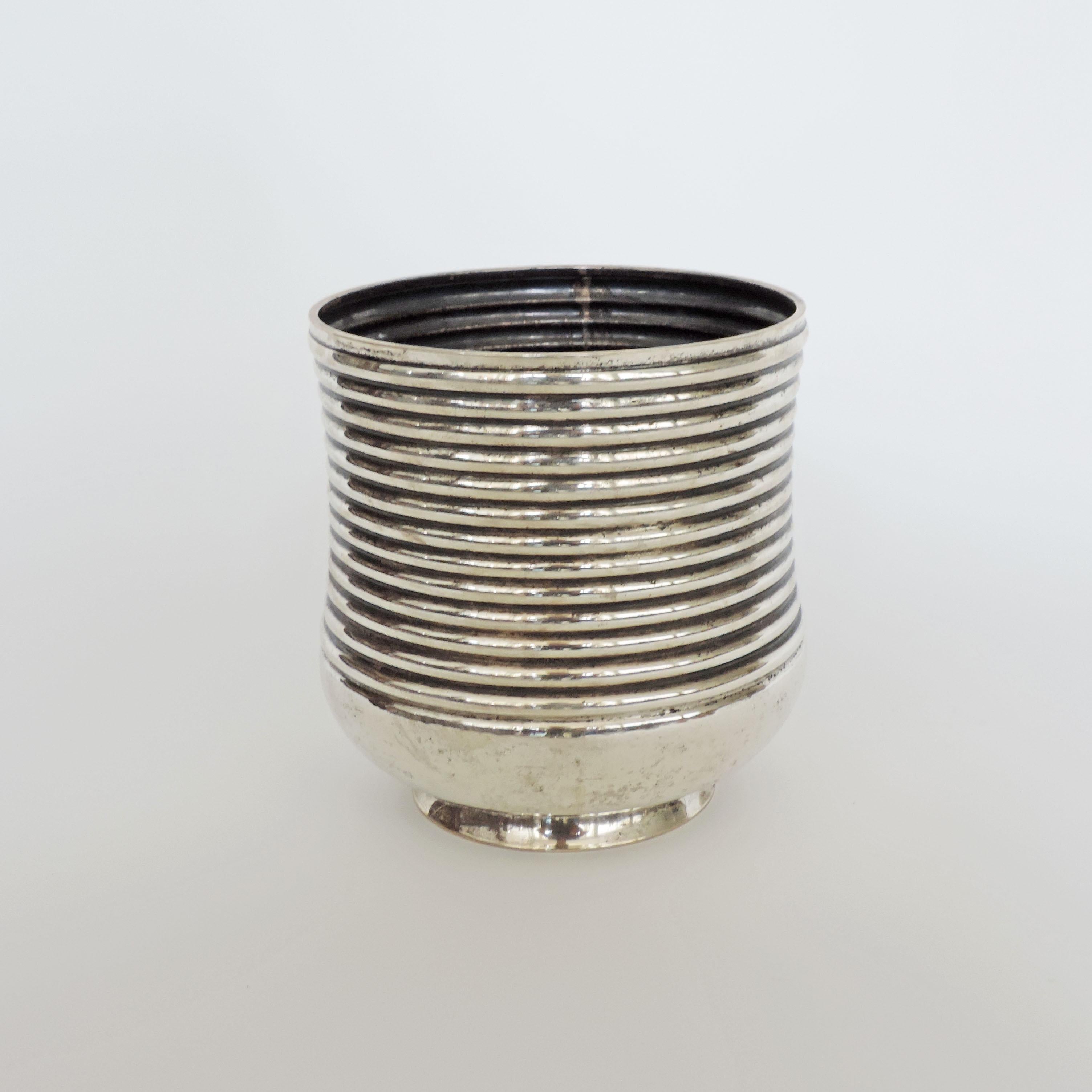 Italian 1940s silver wine cooler by Miracoli Milano.