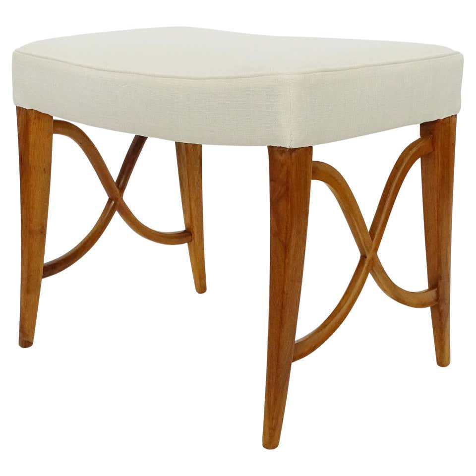 Signle Stool Italian 1950s Chiavarina Wooden Stool with Yellow Velvet Upholstery For ...