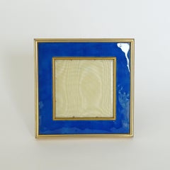 Italian 1940s small gold metal and blue enamel table frame