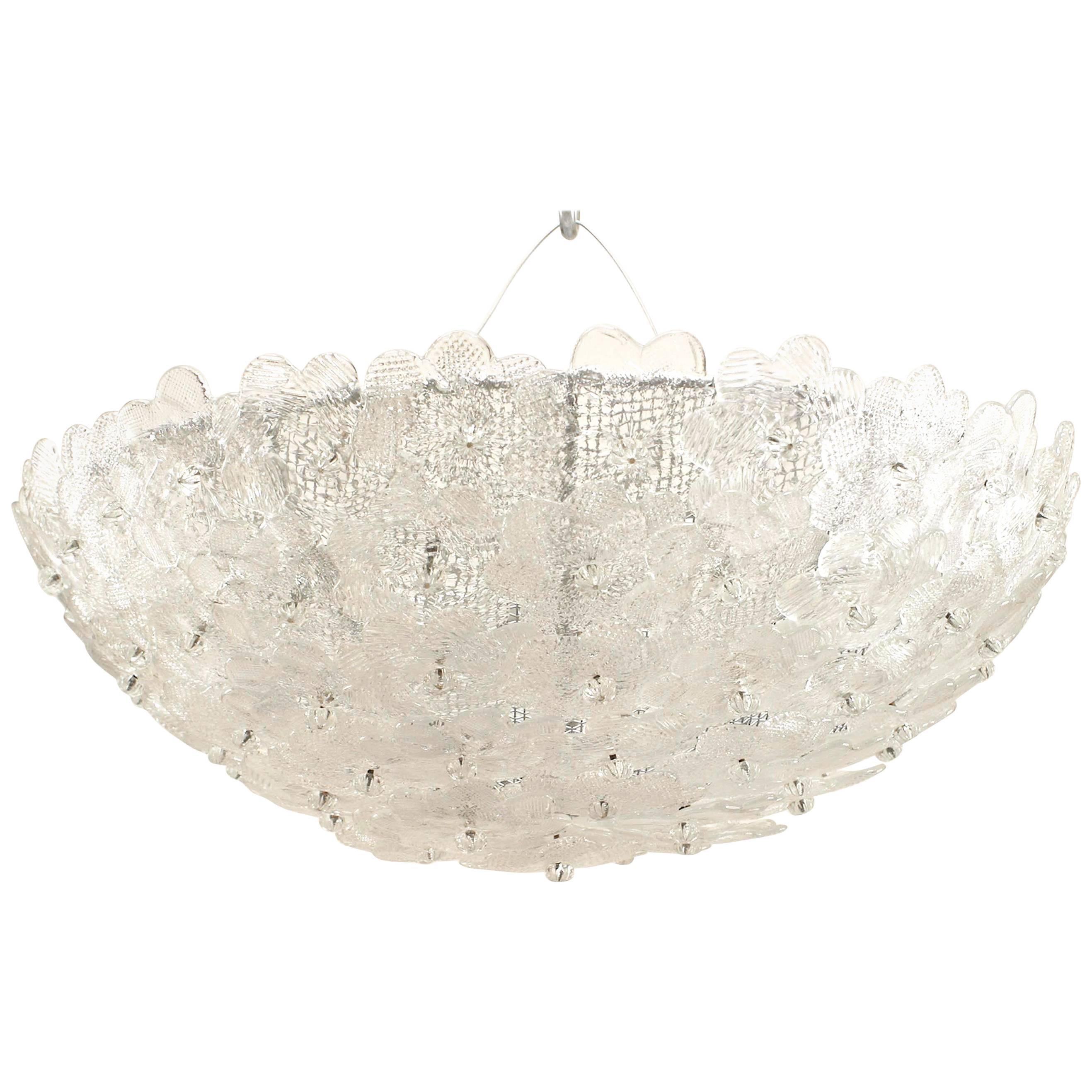 2 Italian Mid-Century Murano Glass Flower Ceiling Fixtures