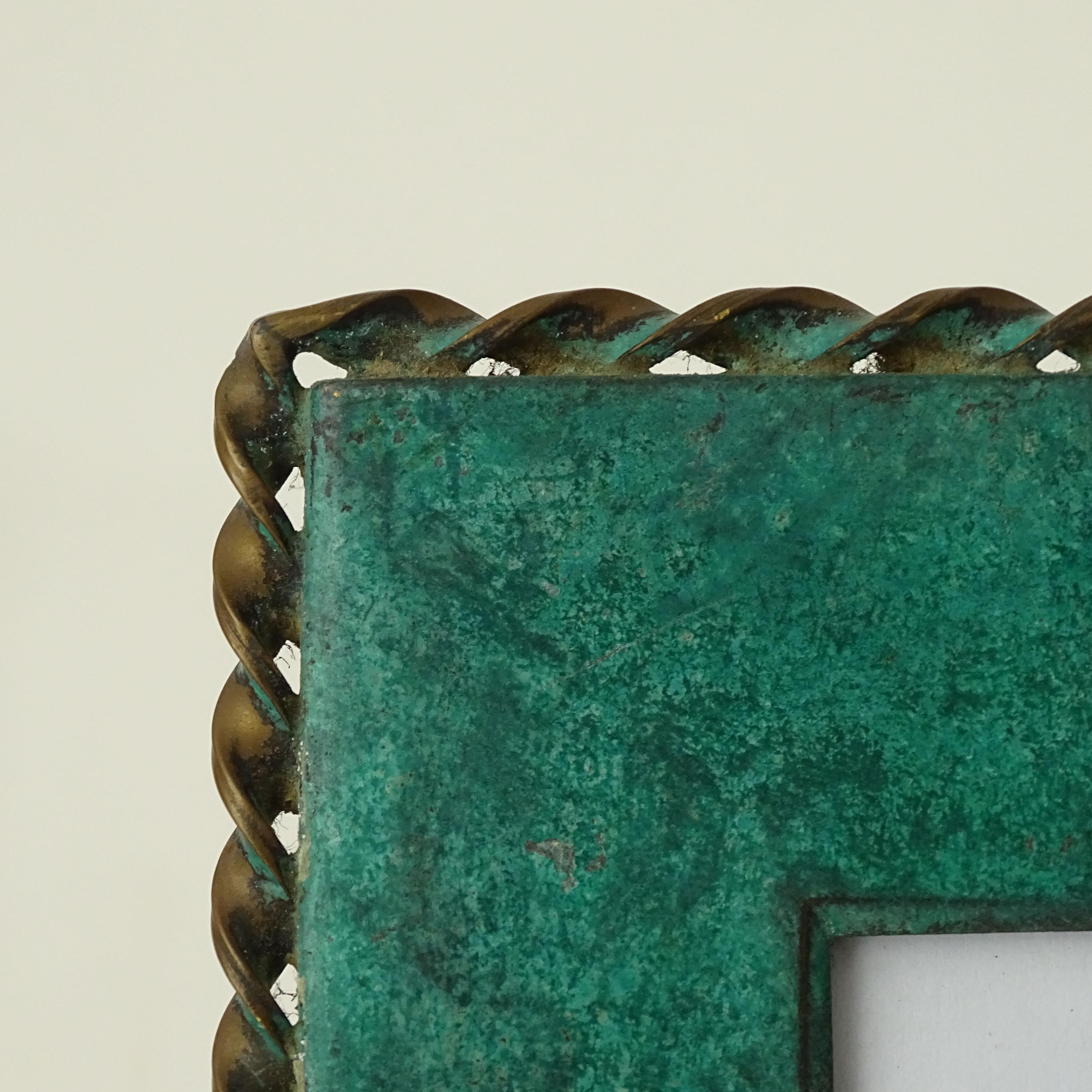 Italian 1940s table green brass picture frame For Sale 1