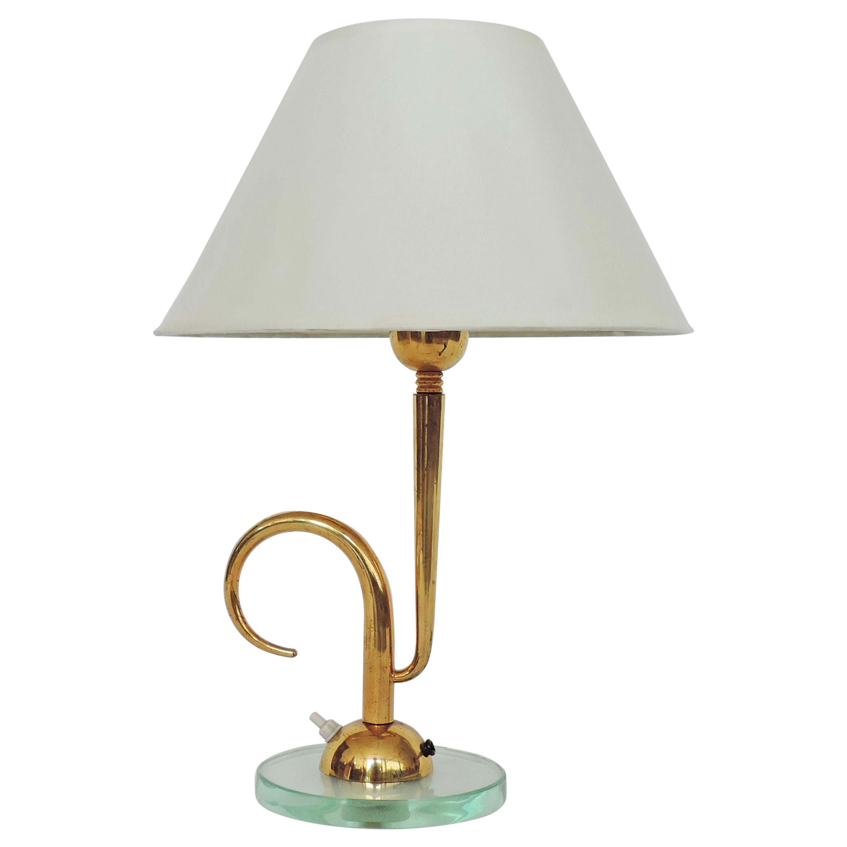 Italian 1940s Table Lamp in Glass and Brass
