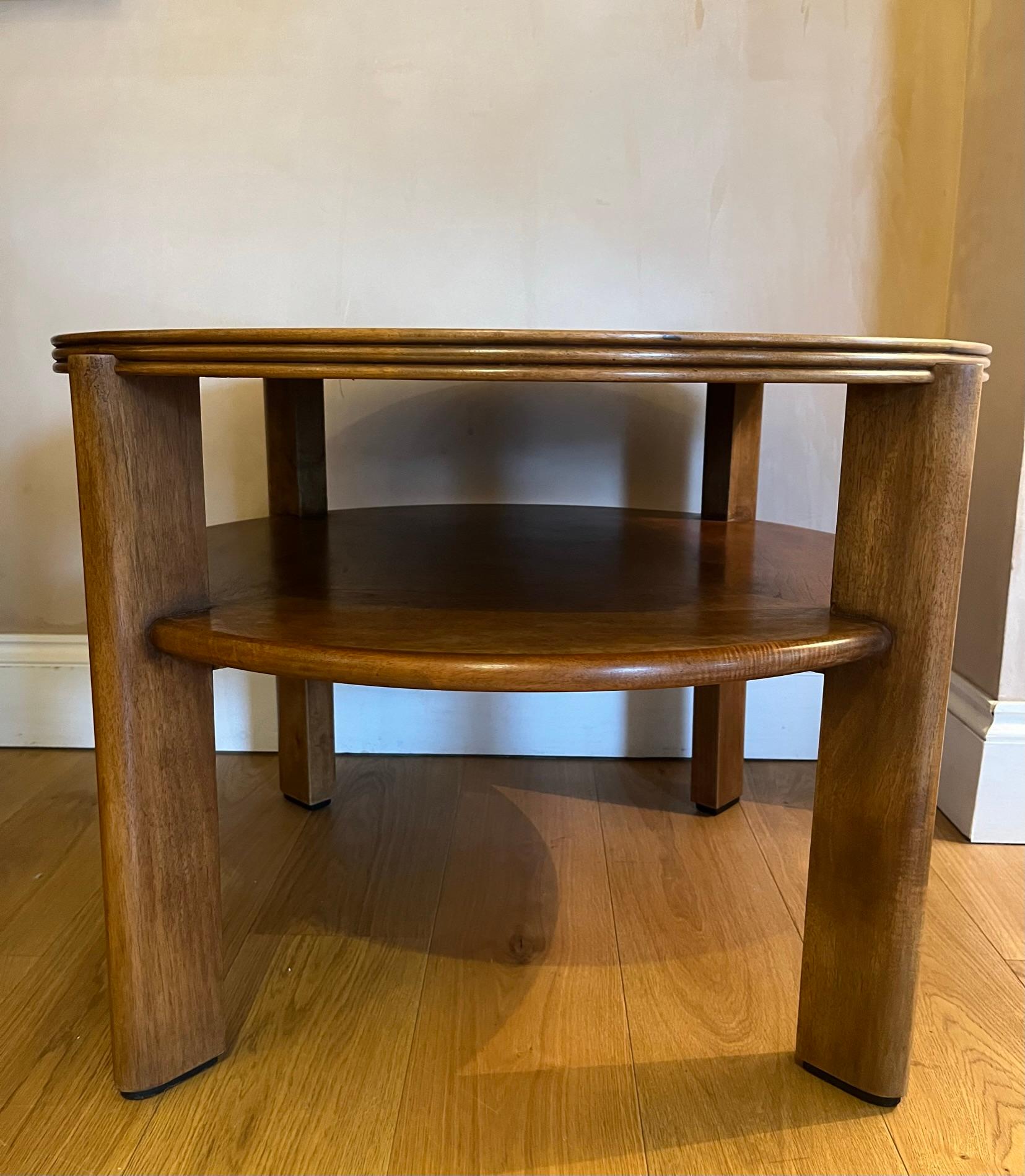 Art Deco Italian 1940’s two tier side/coffee table with green glass top