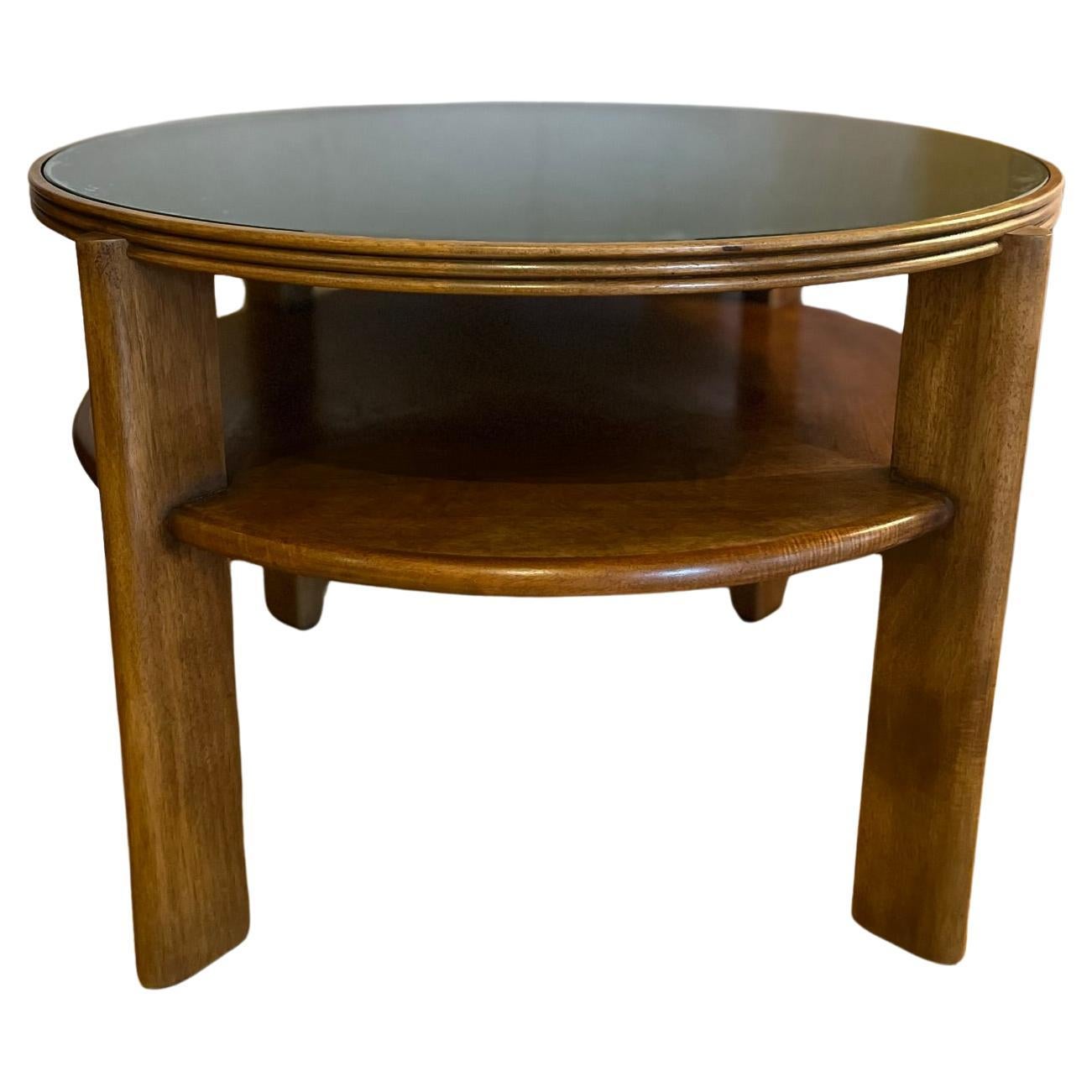 Italian 1940’s two tier side/coffee table with green glass top