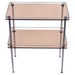 Italienische 1940er Eitelkeit Bad Zimmer Beistelltisch In Chrom und Antique Rose Glas