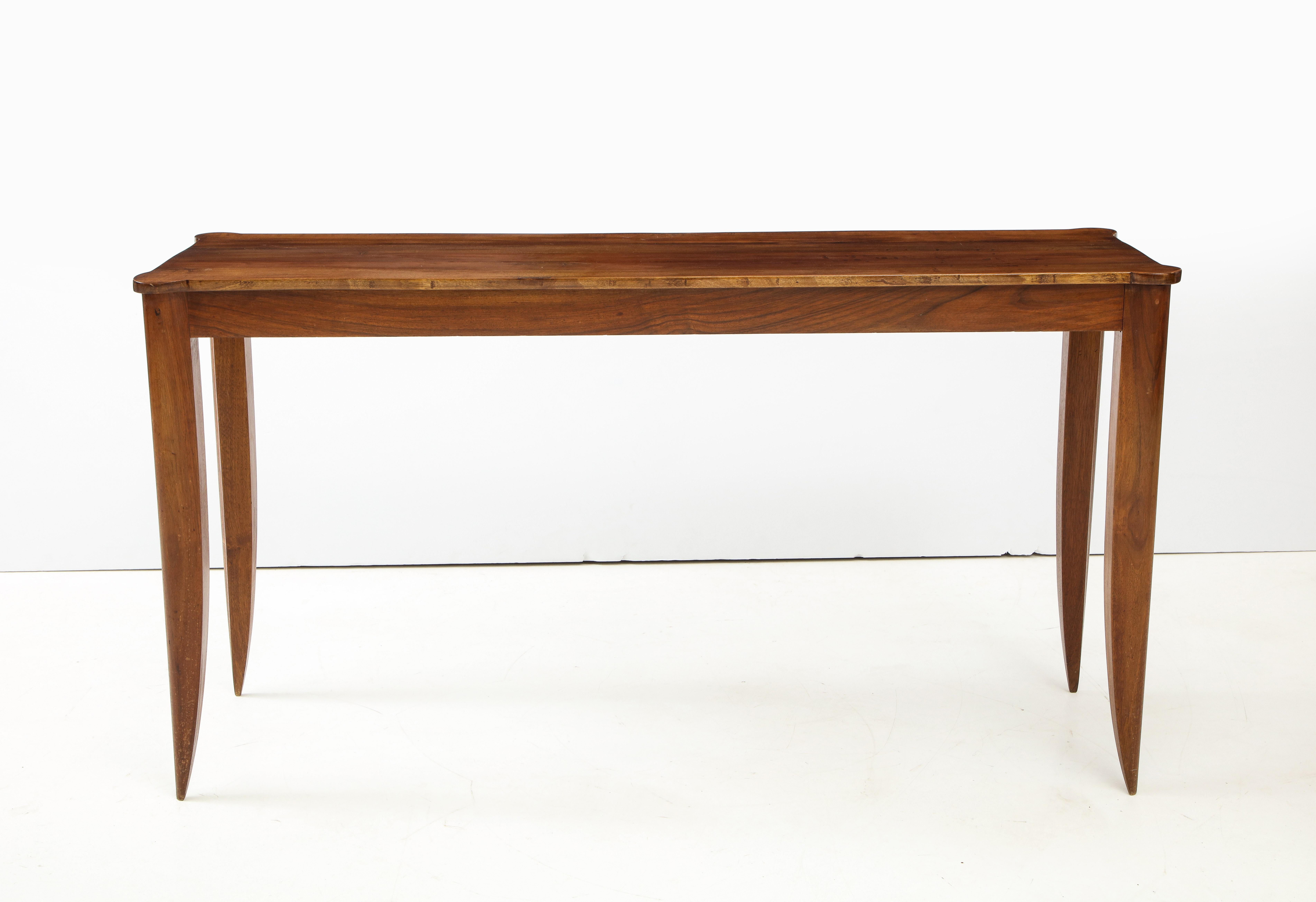 Hand-Carved Italian 1940s Walnut Console Table