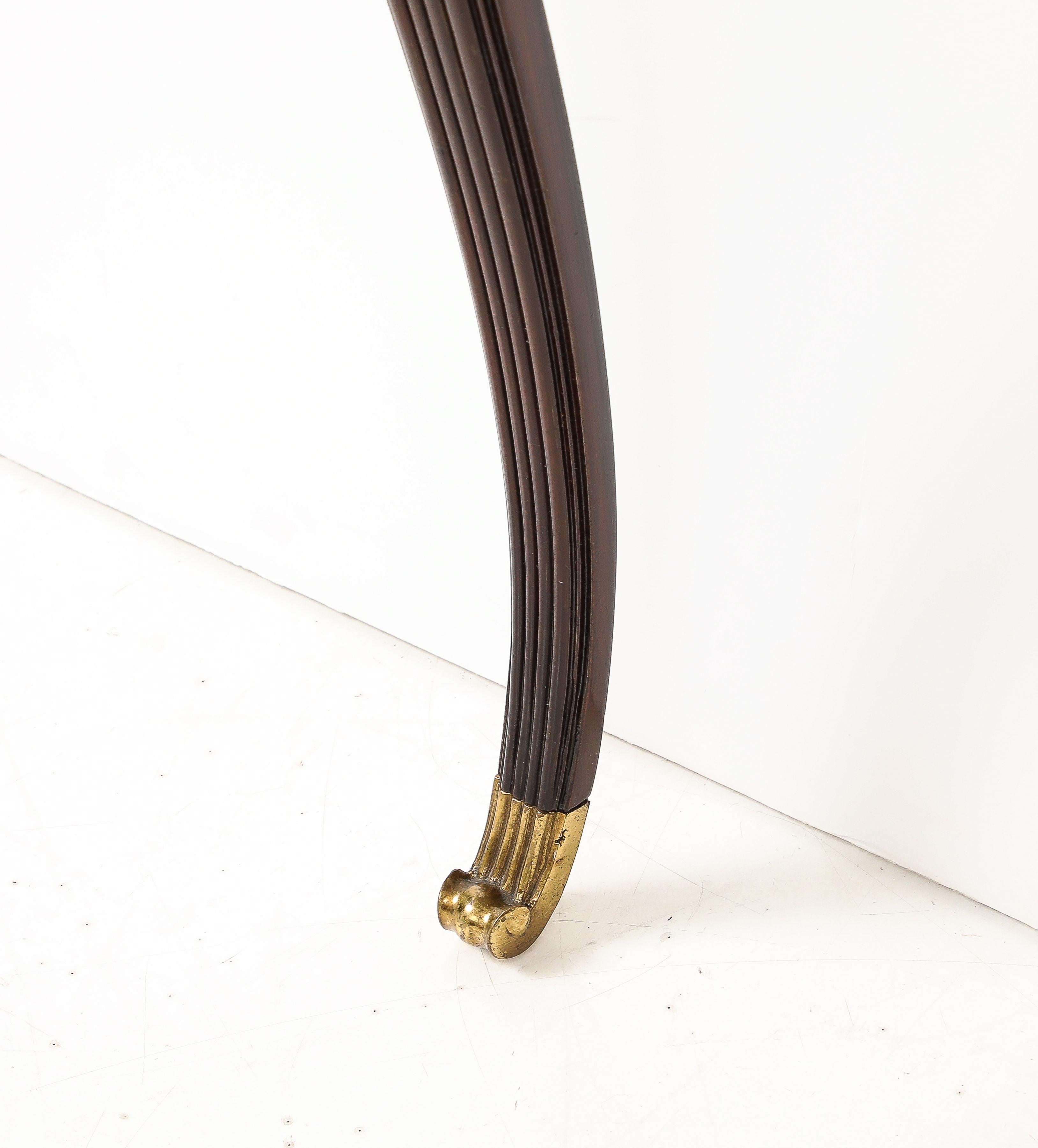 Italian 1940's Walnut Console Table with Onyx Top For Sale 11