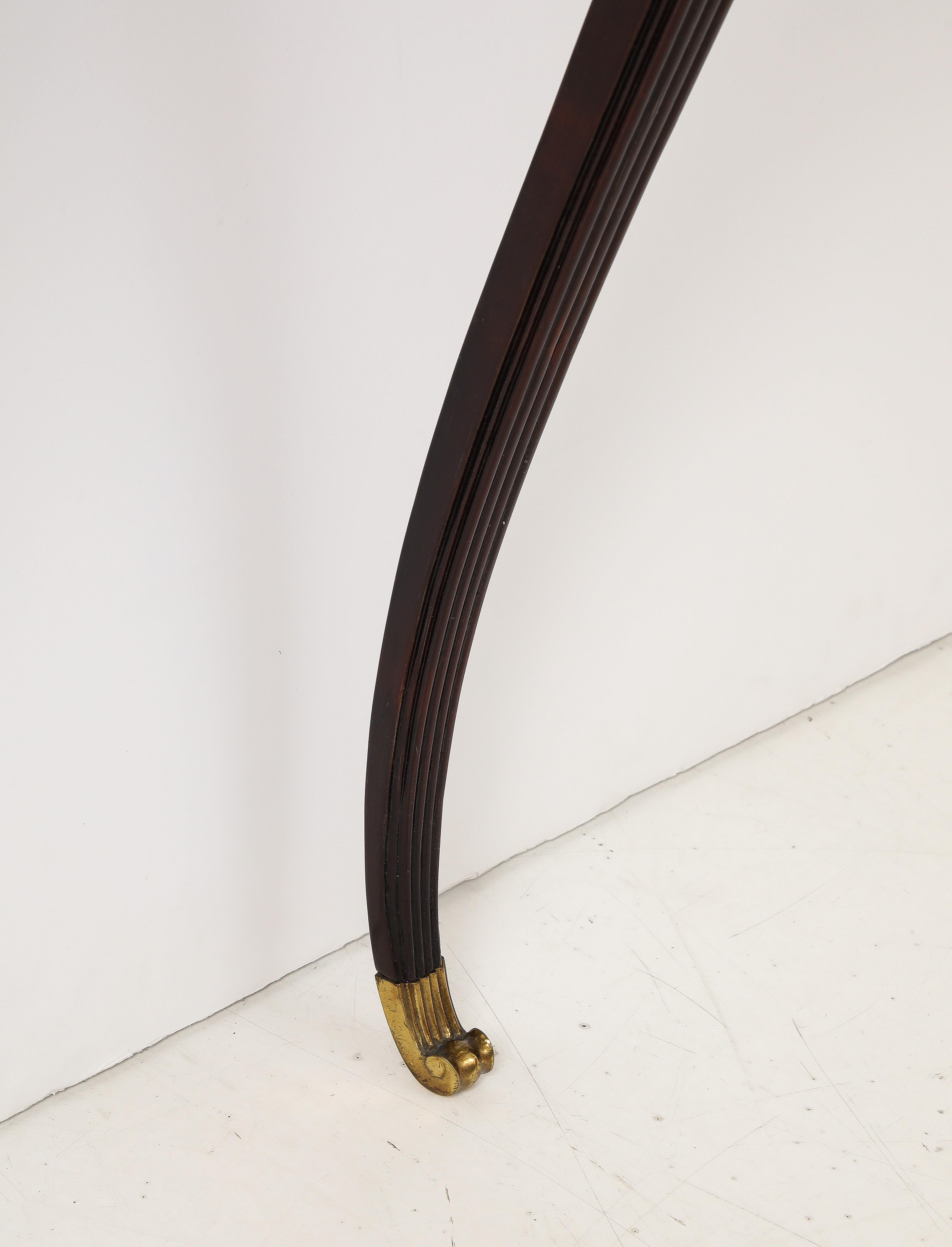 Mid-20th Century Italian 1940's Walnut Console Table with Onyx Top For Sale