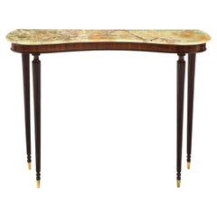 Italian 1940
s Walnut Console Table with Onyx Top