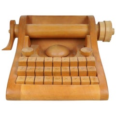 Antique Italian 1940s Wood Typewritter