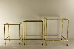 Italian 1950s bamboo shaped brass tables