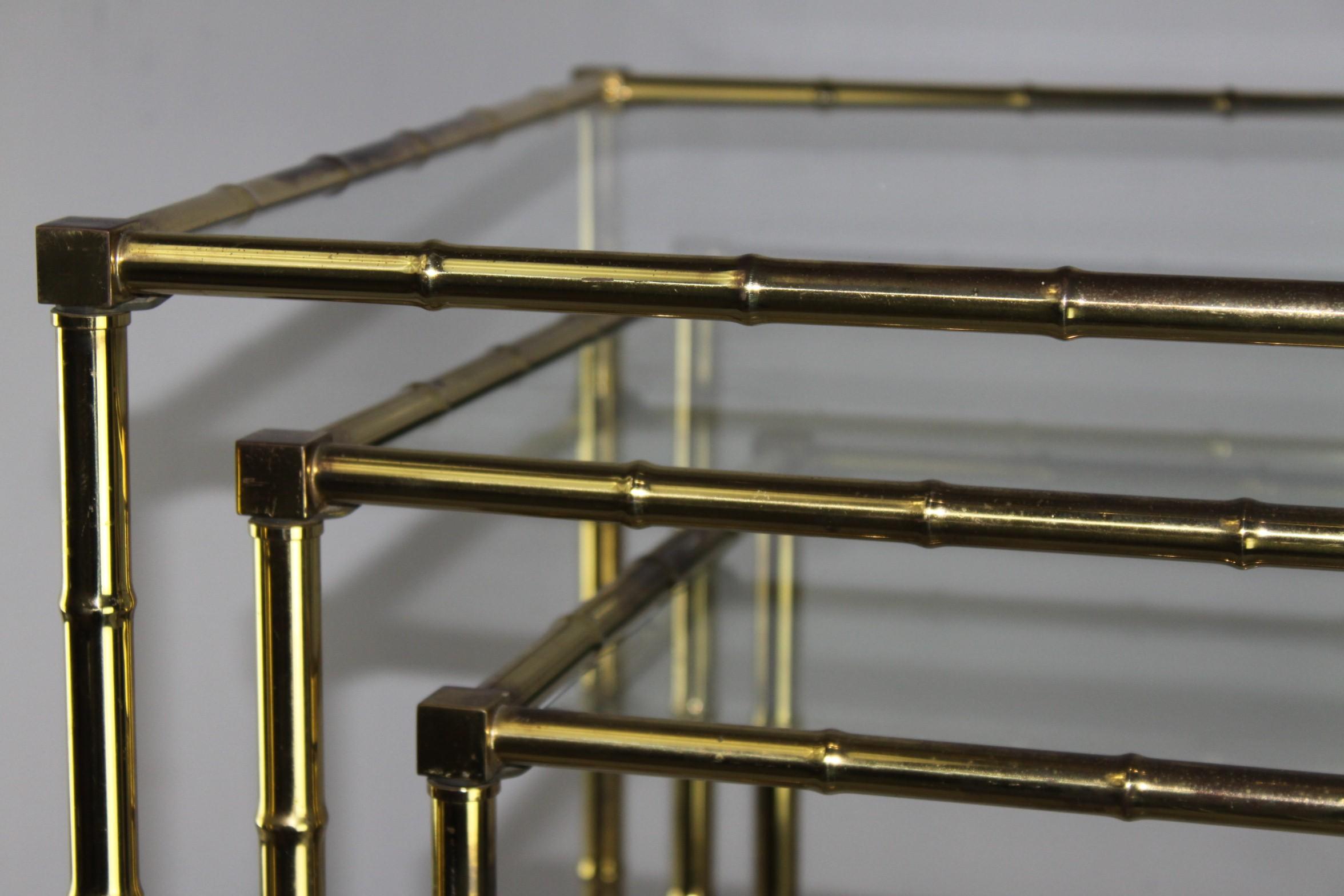 Italian 1950s bamboo shaped brass tables In Good Condition For Sale In Medesano, IT
