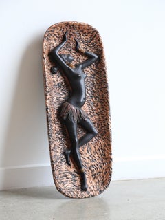 Italian 1950 Plaster Wall Decoration African Dancer