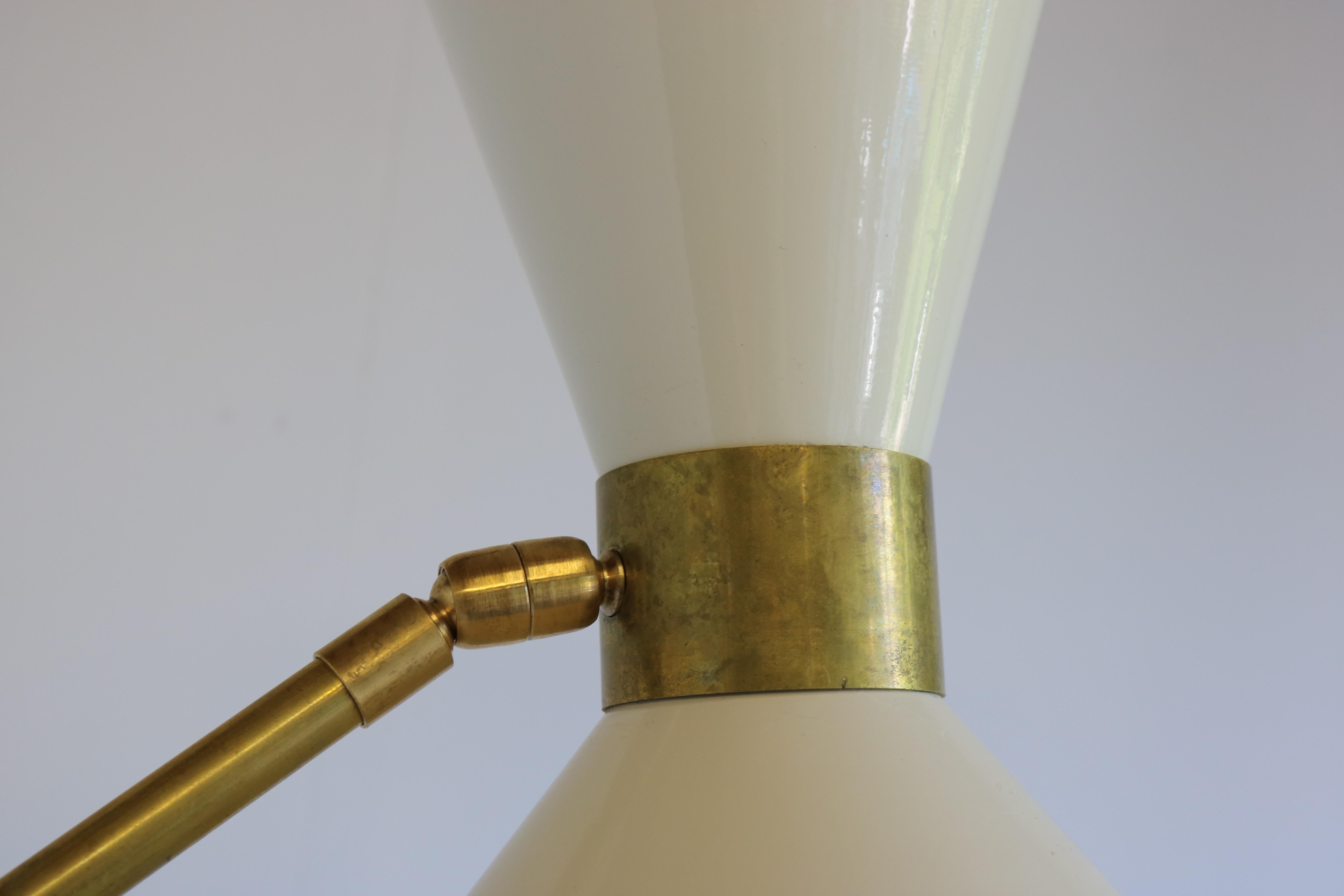 Italian 1950 Vintage Design Floor Lamp Brass with Carrara Marble Stilnovo Style For Sale 4