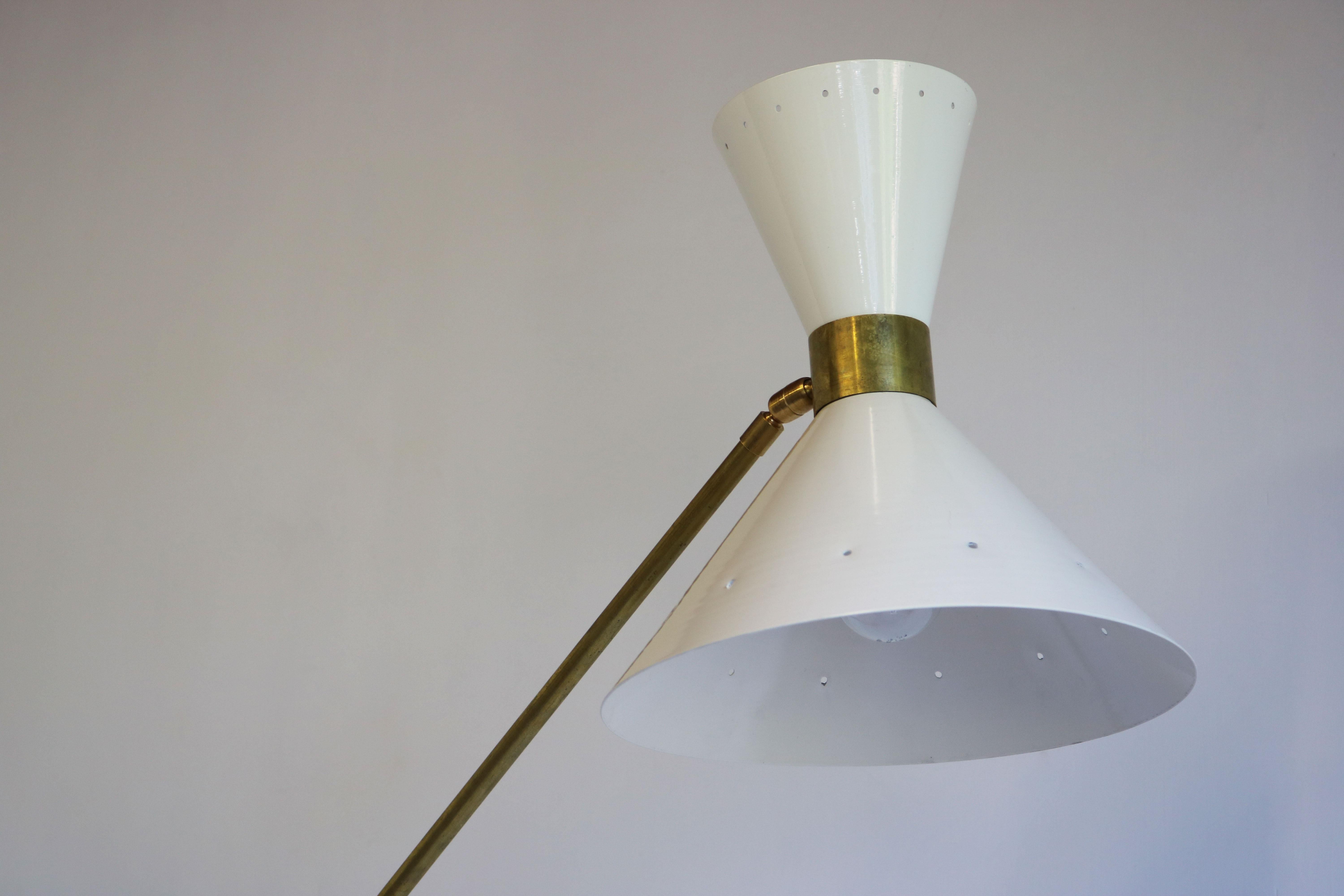 Italian 1950 Vintage Design Floor Lamp Brass with Carrara Marble Stilnovo Style For Sale 7