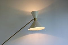 Italian 1950 Vintage Design Floor Lamp Brass with Carrara Marble Stilnovo Style