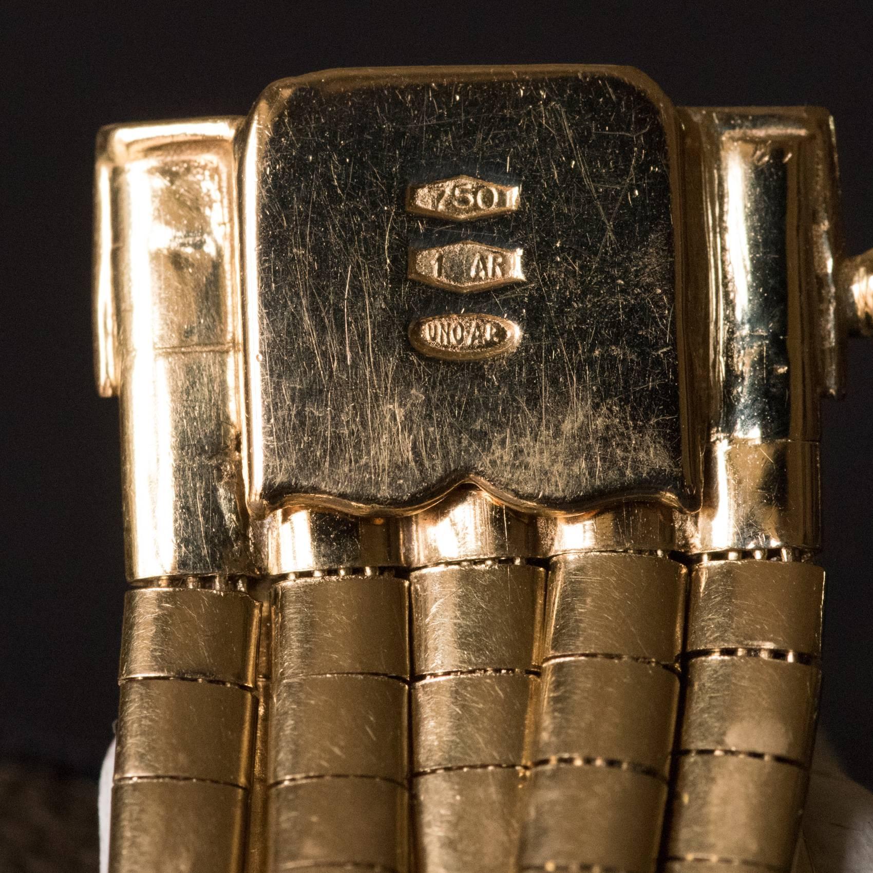 Italian 1950s 18 Karats Yellow Satin Gold Ribbons Bracelet 1