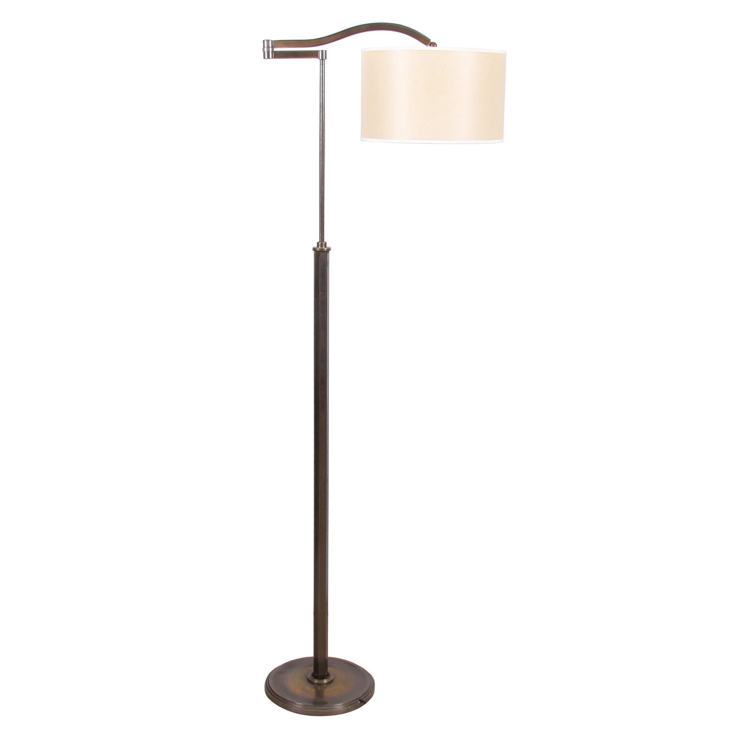Italian 1950s Adjustable Swing Arm Floor Lamp
