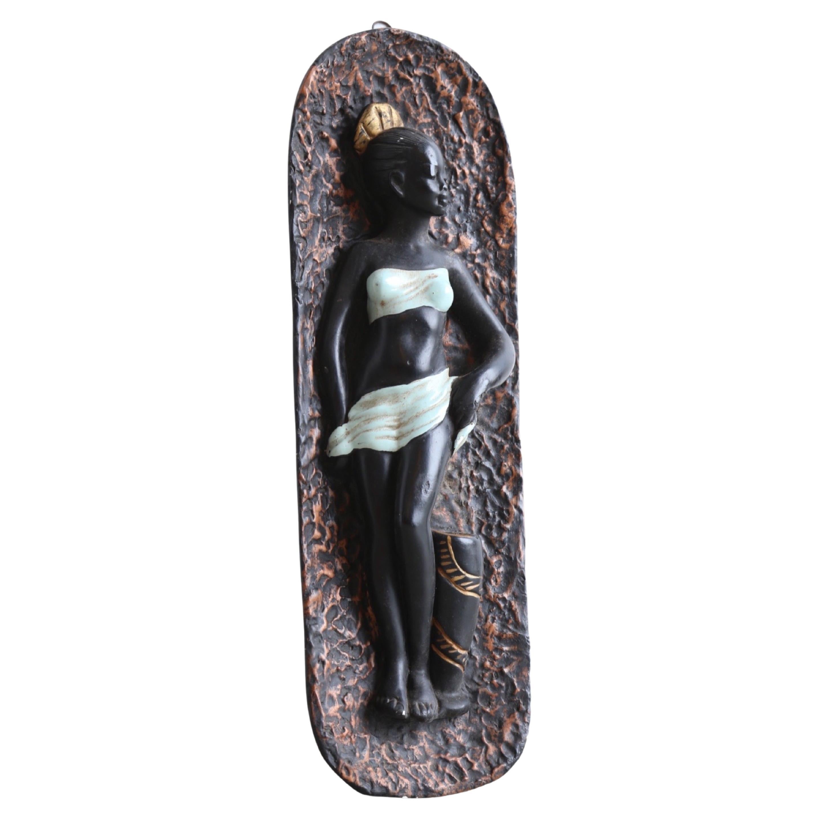 Italian 1950s Plaster African Women Wall Decoration   For Sale