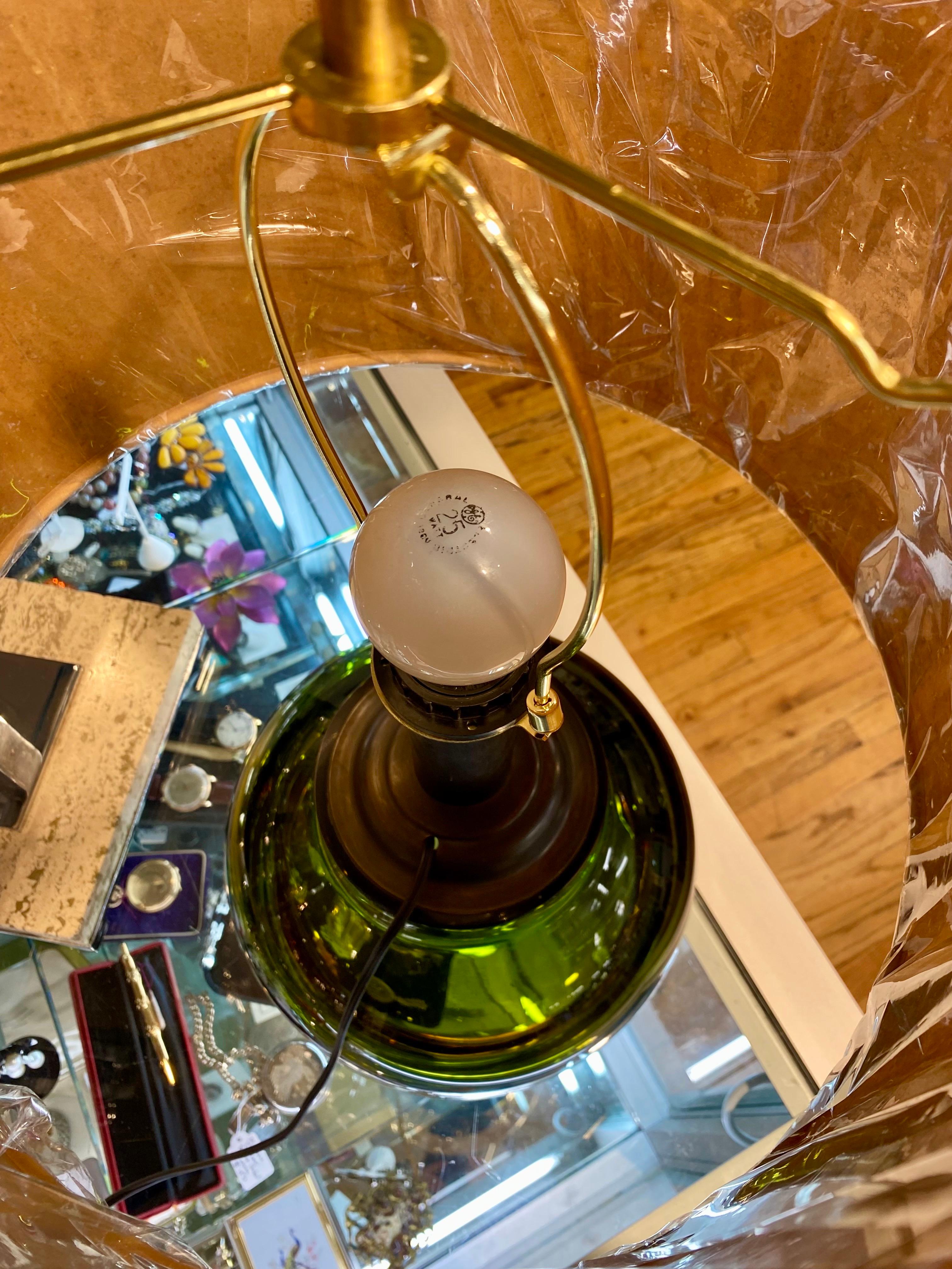Lampada da tavolo in vetro soffiato Sommerso, ambra e verde, italiana degli anni '50 in vendita 3