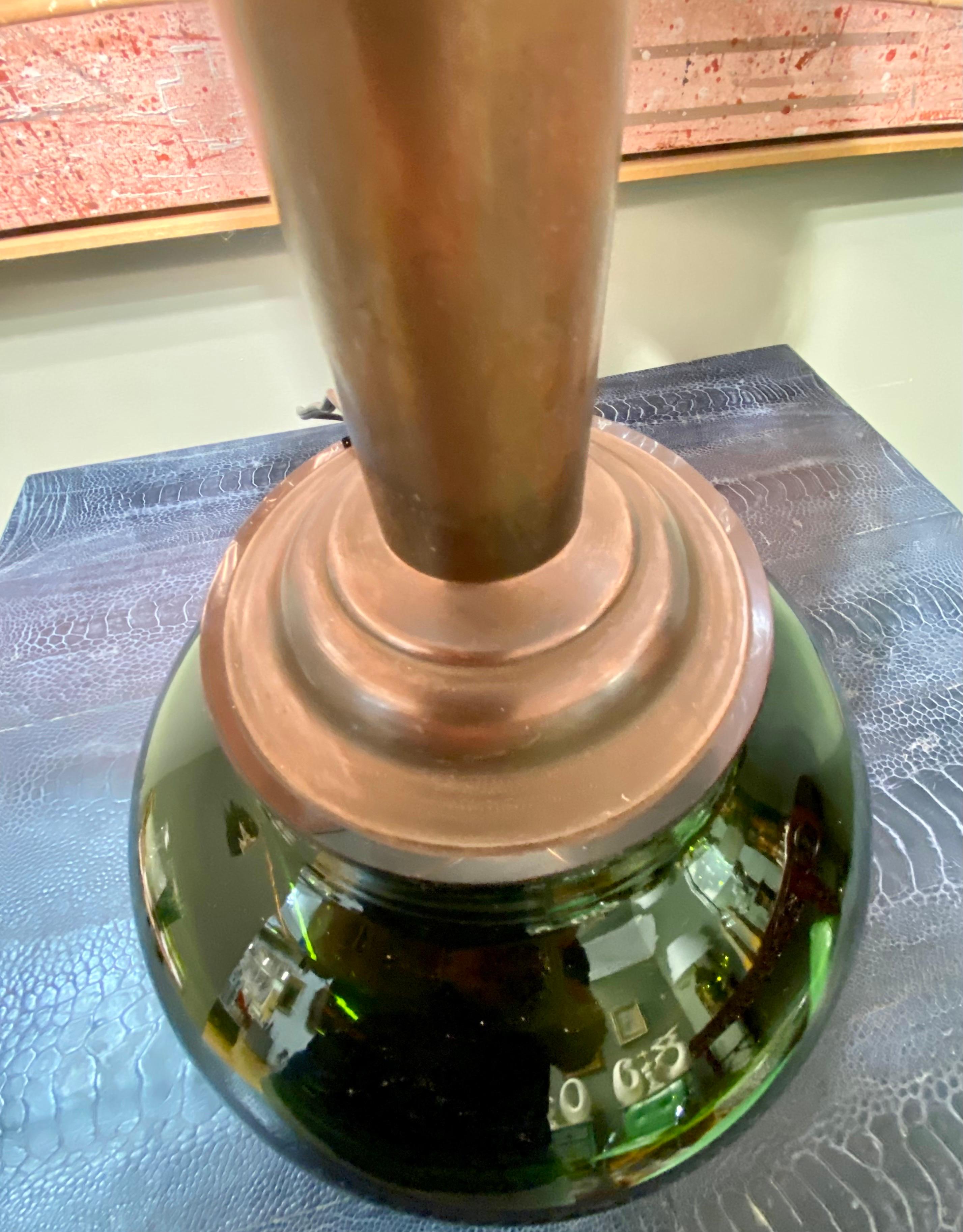 Lampada da tavolo in vetro soffiato Sommerso, ambra e verde, italiana degli anni '50 in vendita 5