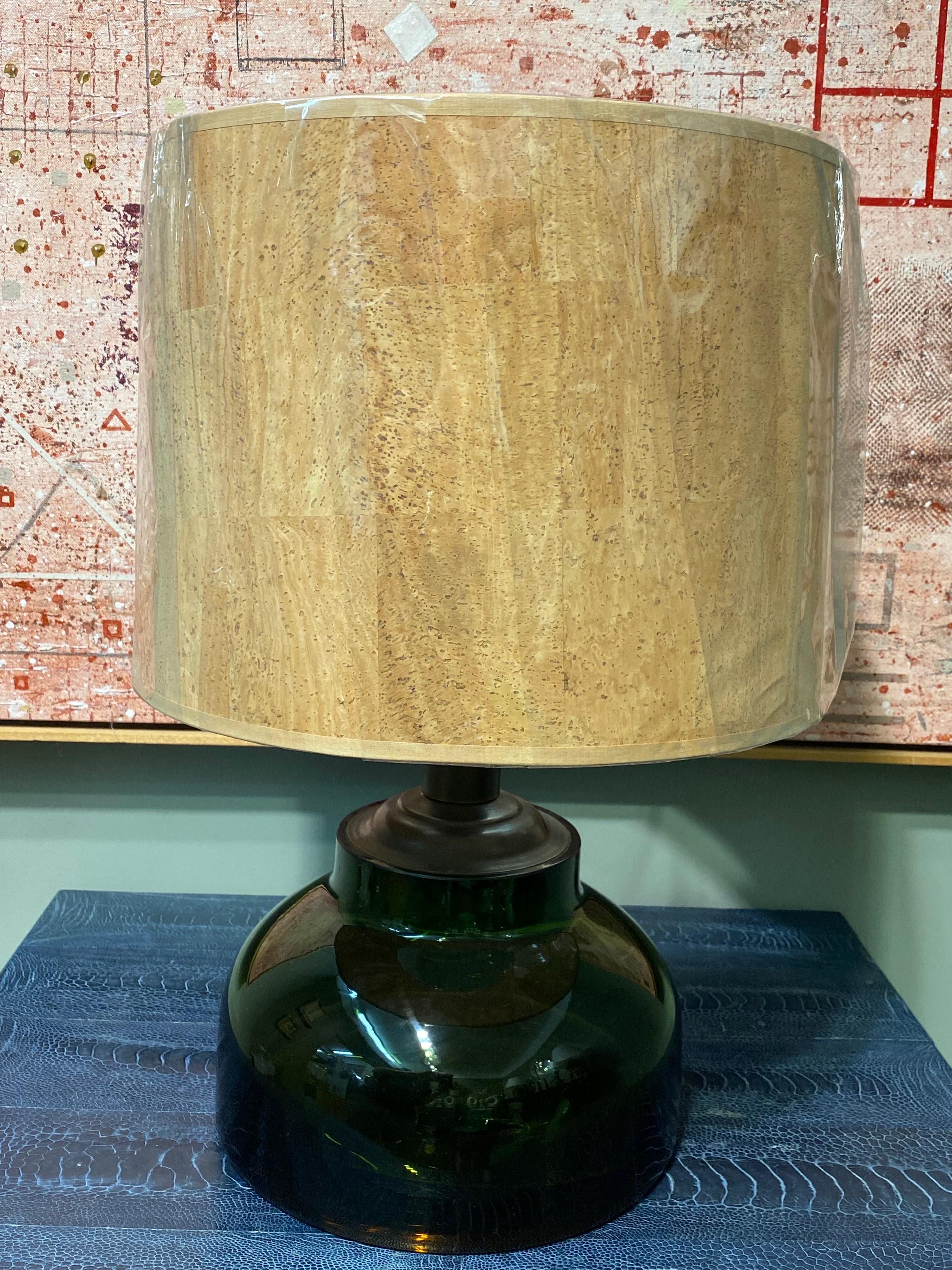 Lampada da tavolo in vetro soffiato Sommerso, ambra e verde, italiana degli anni '50 in vendita 7