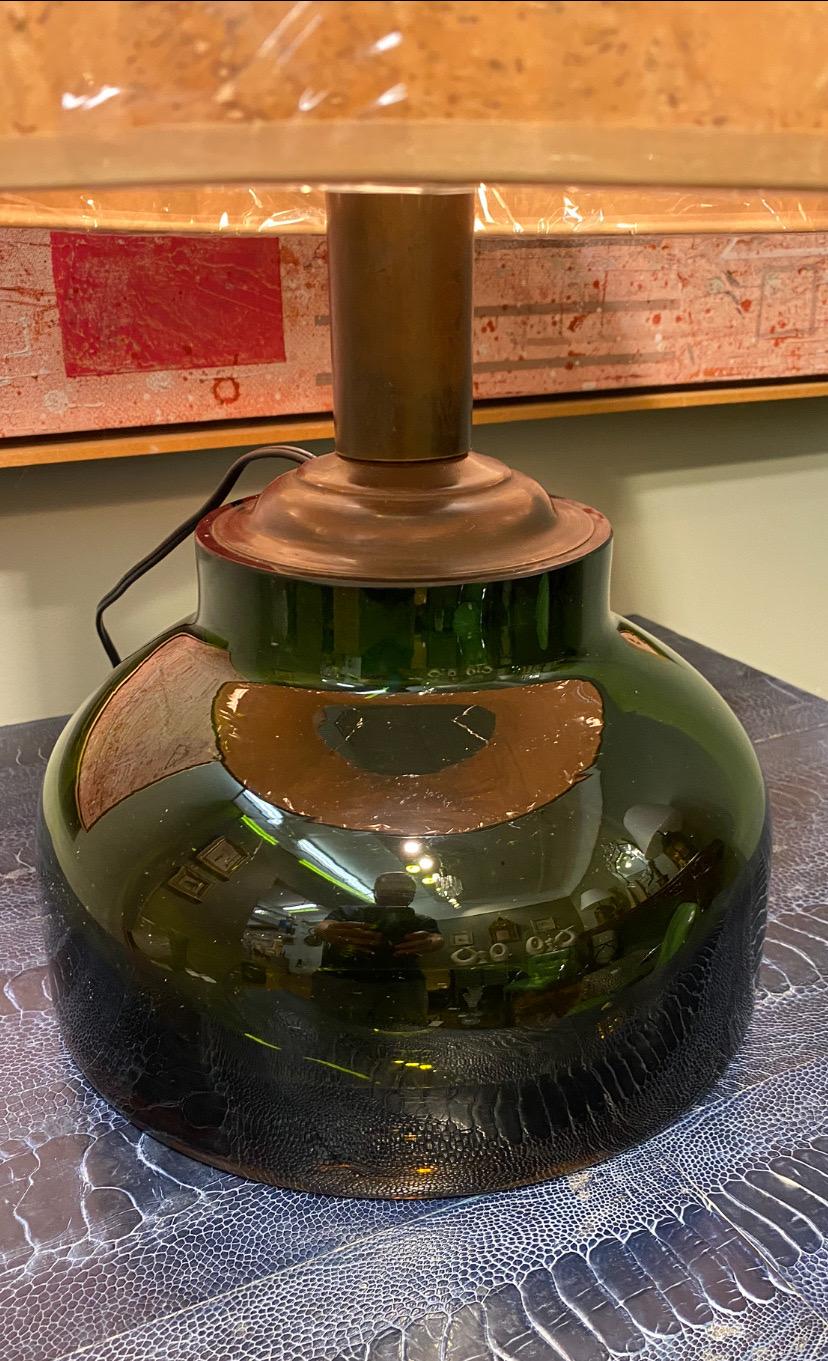 Lampada da tavolo in vetro soffiato Sommerso, ambra e verde, italiana degli anni '50 in vendita 1