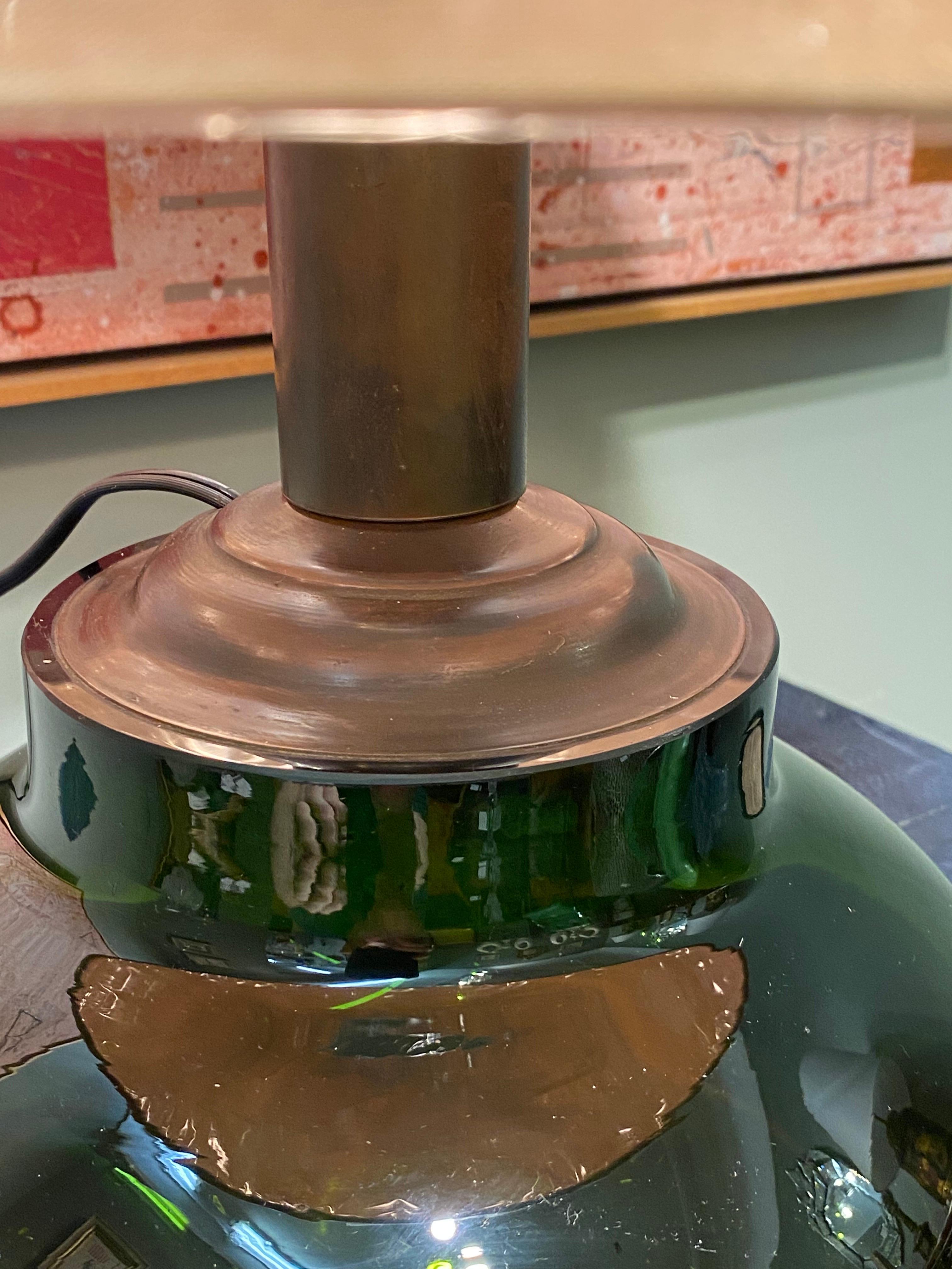 Lampada da tavolo in vetro soffiato Sommerso, ambra e verde, italiana degli anni '50 in vendita 2