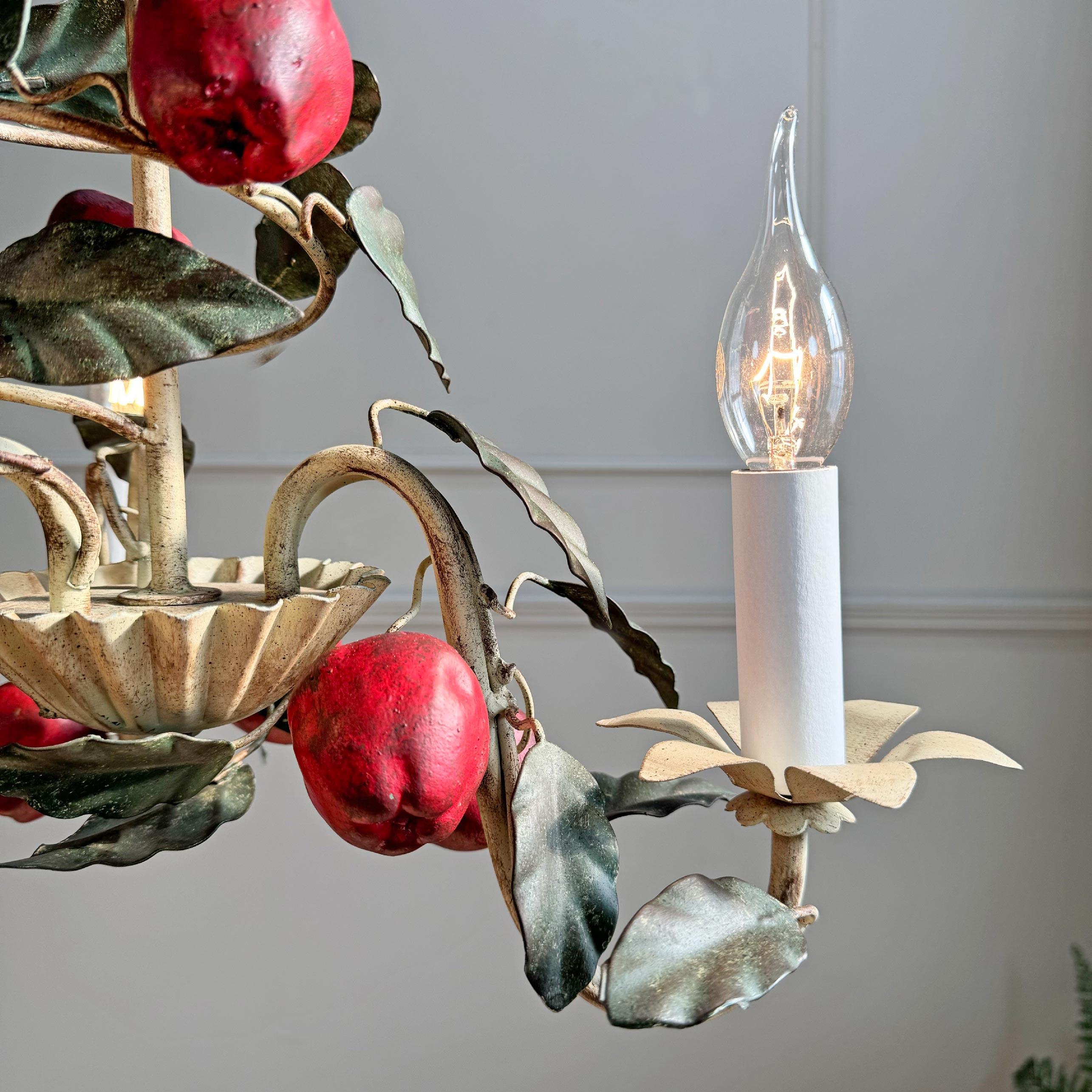 Hand-Crafted Italian 1950's Apple Tole Chandelier