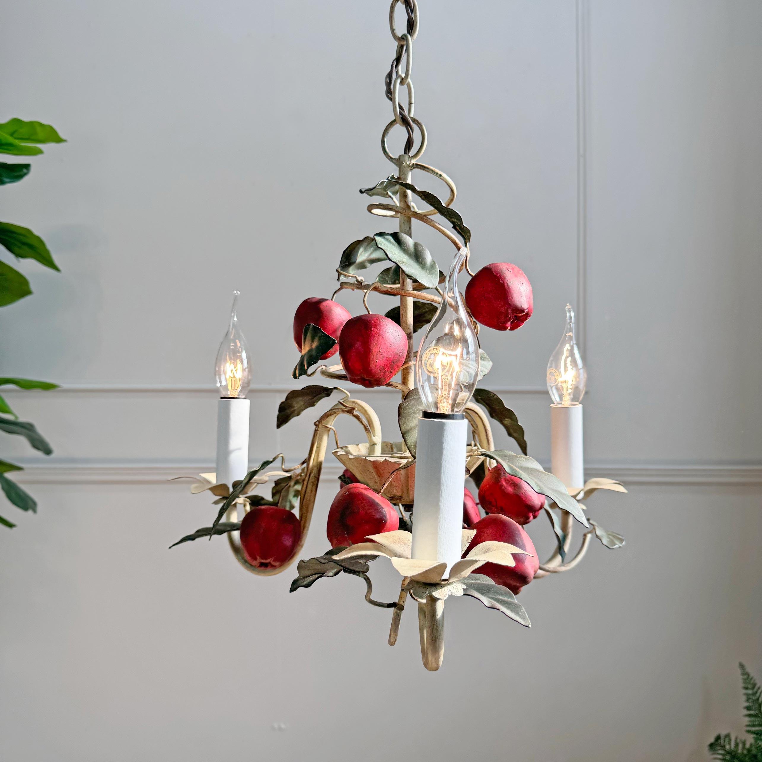 Italian 1950's Apple Tole Chandelier In Good Condition In Hastings, GB