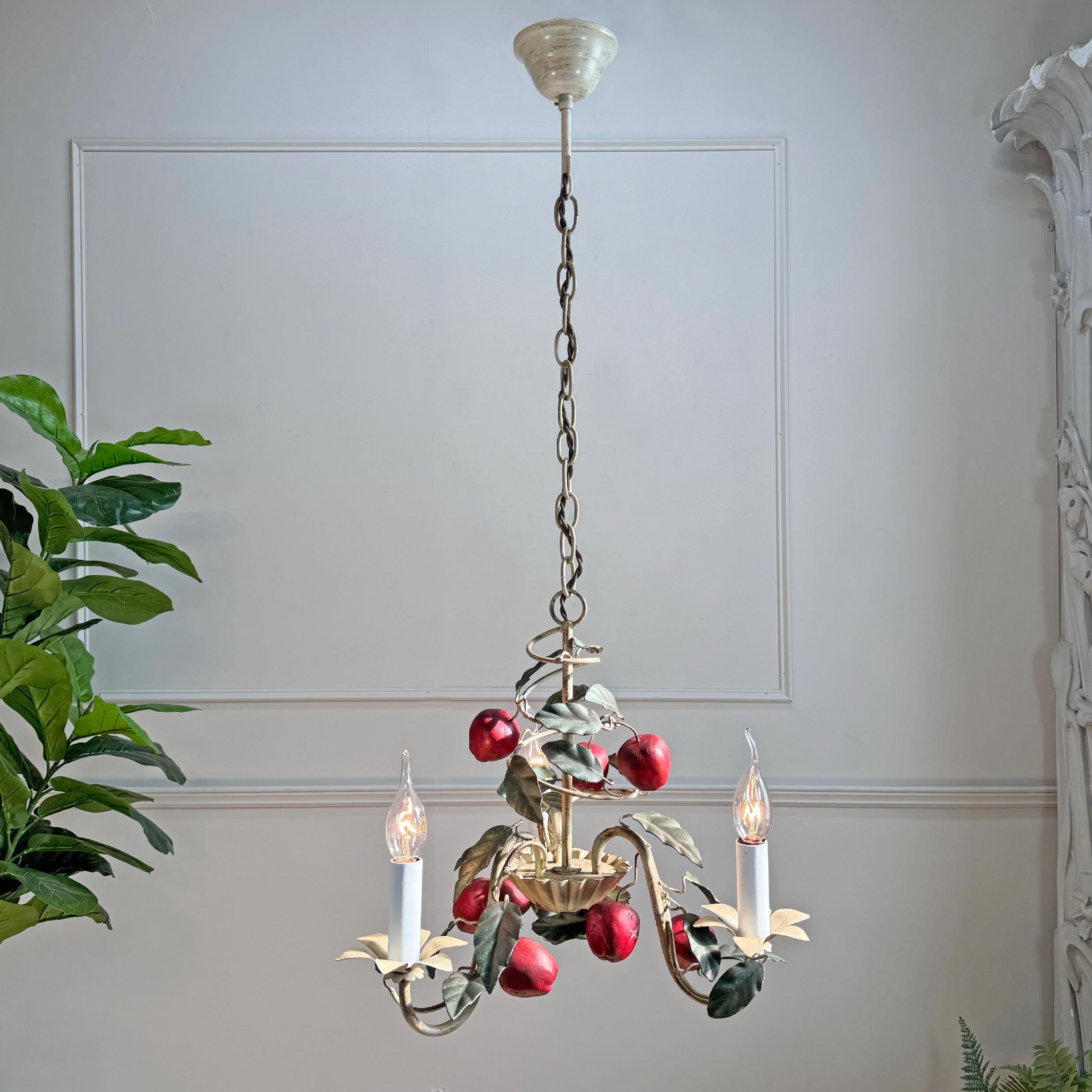 Iron Italian 1950's Apple Tole Chandelier