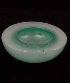 Italian 1950s Archimede Seguso Opal Green Alabastro Geode Glass Bowl or Ashtray