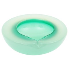 Italian 1950s Archimede Seguso Opal Green Alabastro Geode Glass Bowl or Ashtray