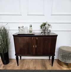 Italienischer Barschrank aus Nussbaumholz und Spiegelmosaik im Art déco-Stil aus den 1950er Jahren