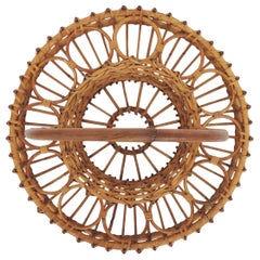 Italian 1950s Bamboo and Wicker Portable Drinks Tray