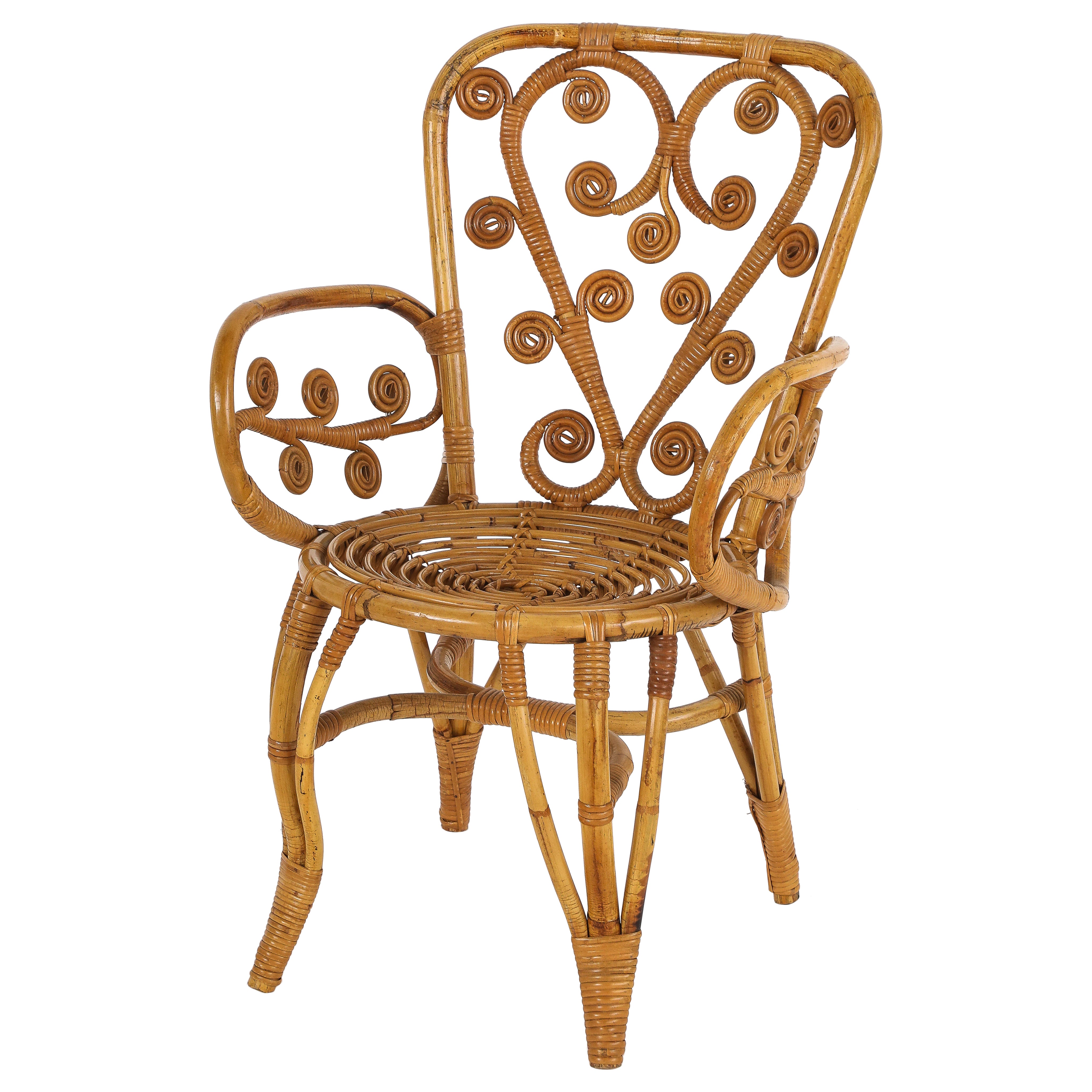 Poltrona italiana in bambù degli anni
50